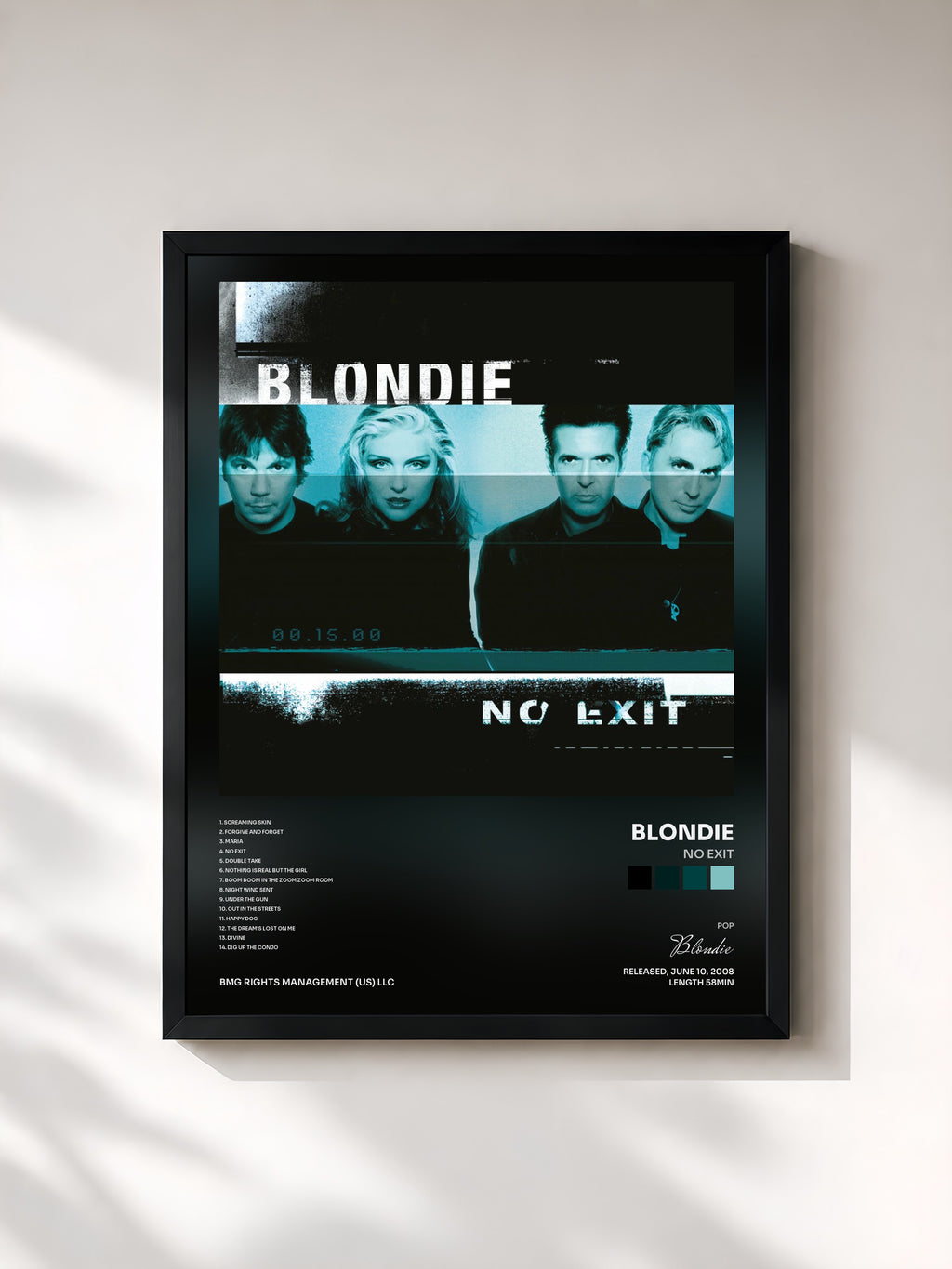 #noir Tableau de l'album No Exit de Blondie, cadre noir, imprimé et encadré en France