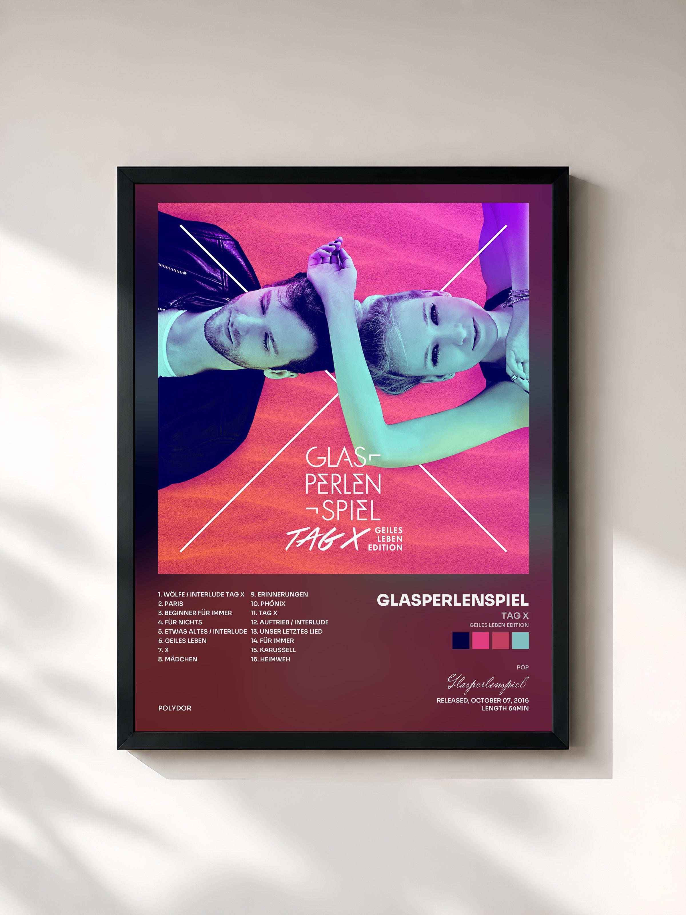 #noir Tableau de l'album Tag X (Geiles Leben Edition) de Glasperlenspiel, cadre noir, imprimé et encadré en France