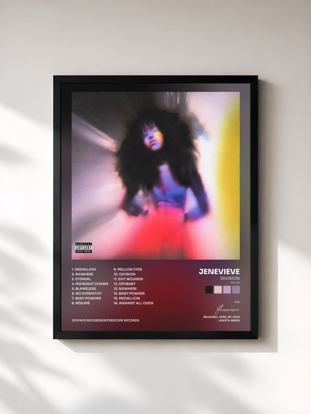 #noir Tableau de l'album Division (Deluxe) de Jenevieve, cadre noir, imprimé et encadré en France