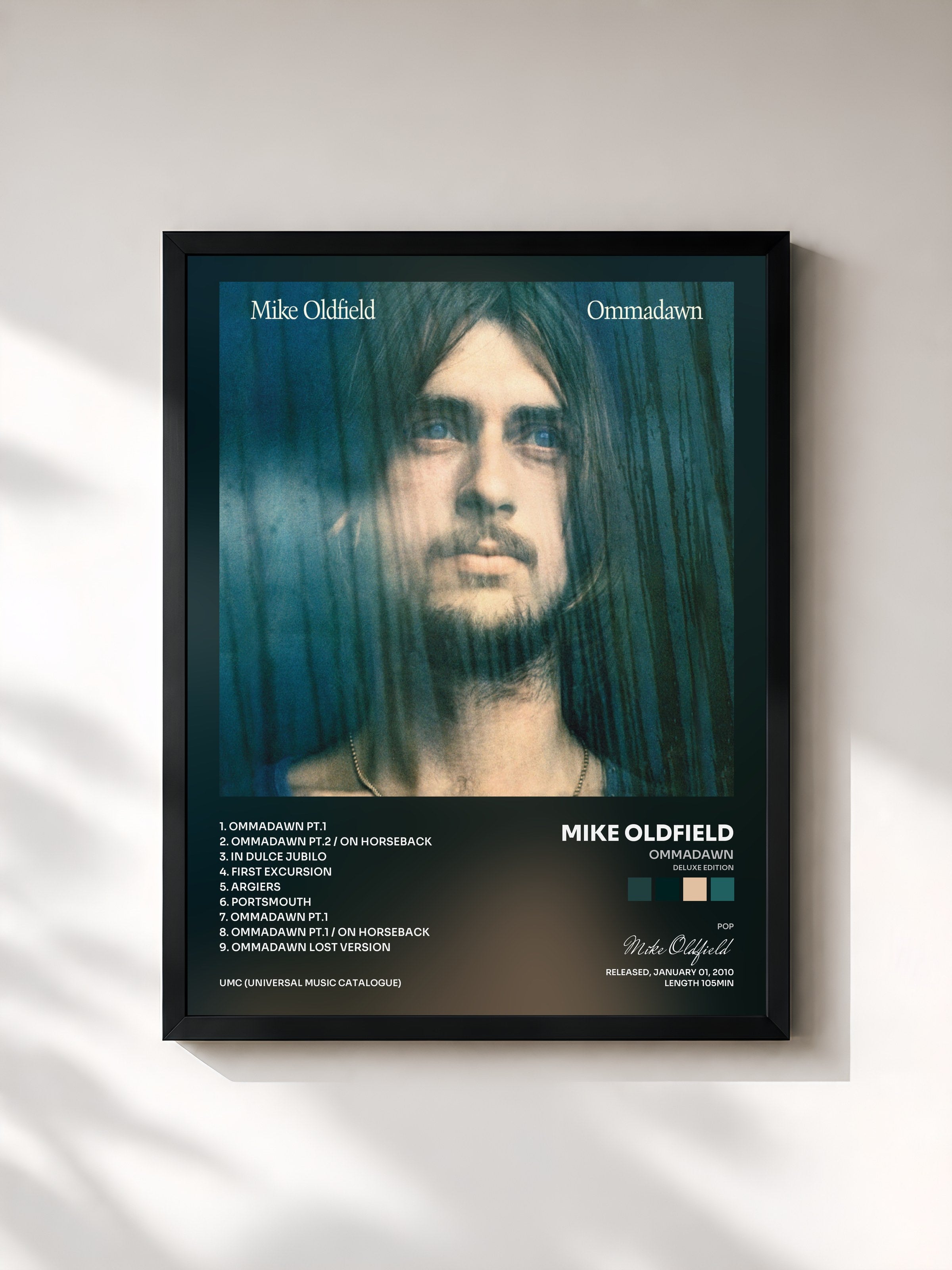 #noir Tableau de l'album Ommadawn (Deluxe Edition) de Mike Oldfield, cadre noir, imprimé et encadré en France