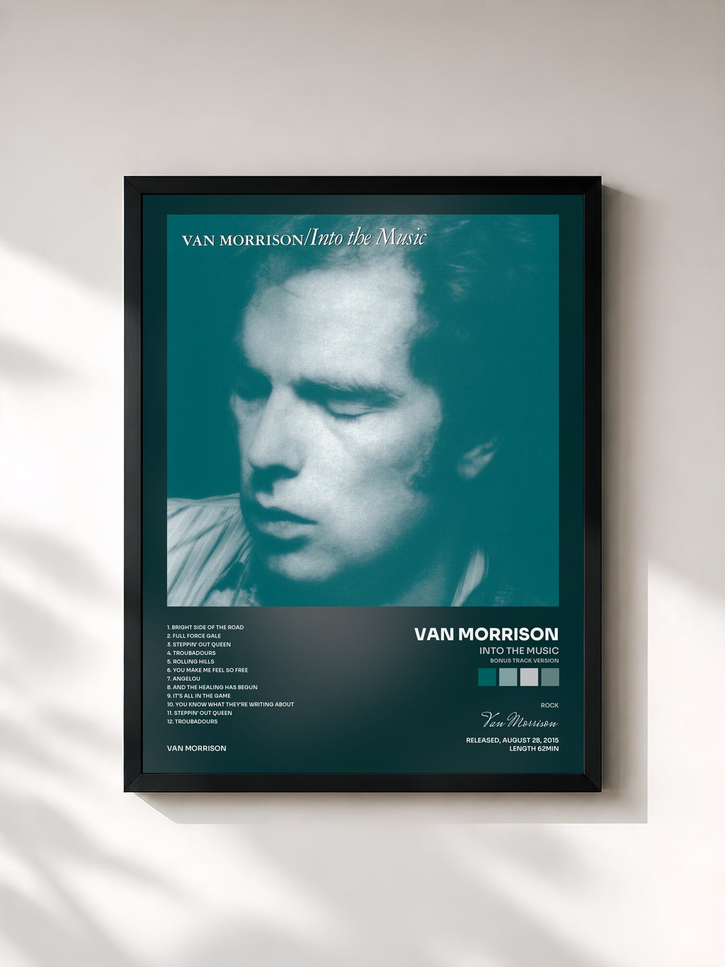 #noir Tableau de l'album Into the Music (Bonus Track Version) de Van Morrison, cadre noir, imprimé et encadré en France