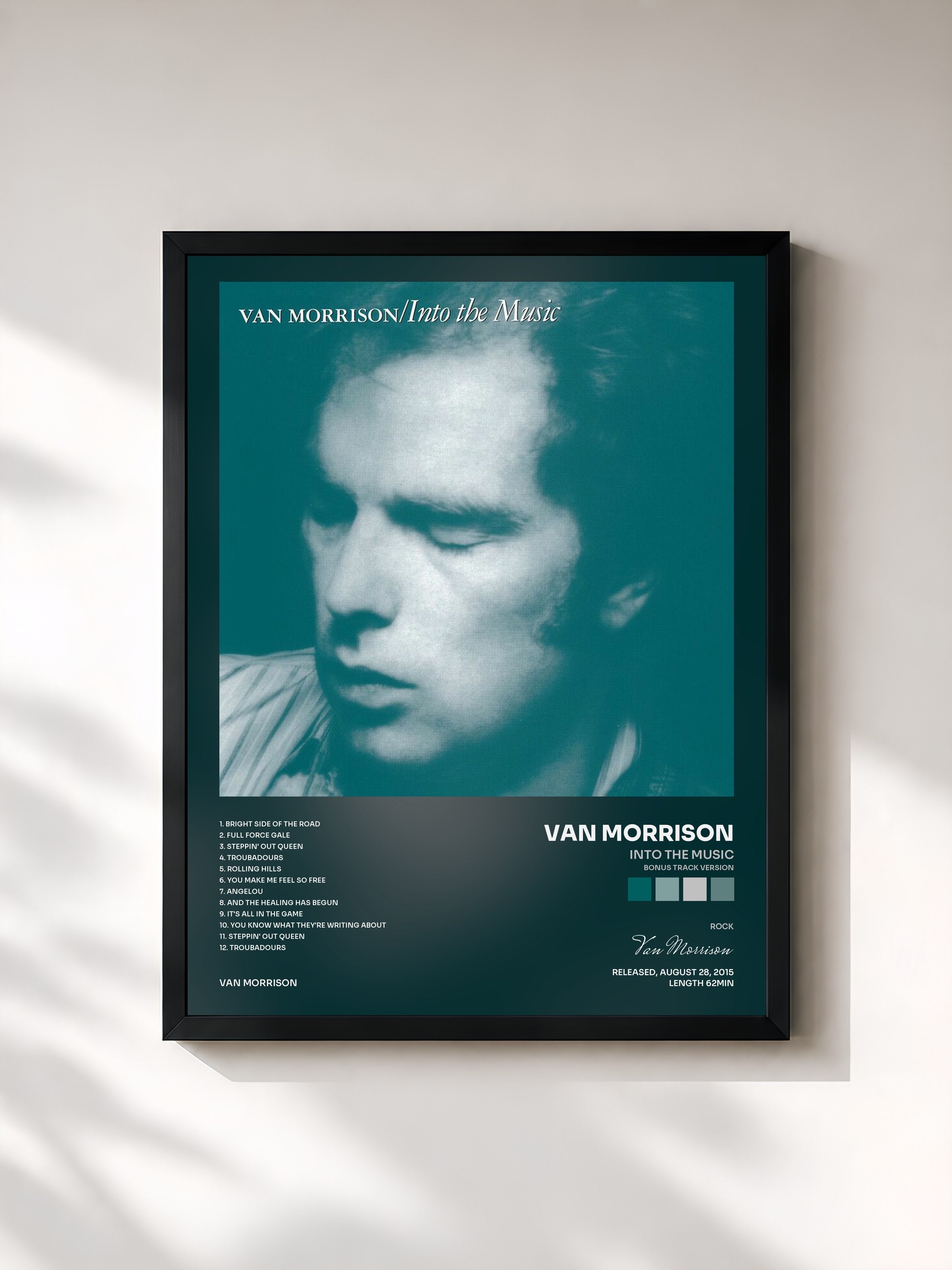 #noir Tableau de l'album Into the Music (Bonus Track Version) de Van Morrison, cadre noir, imprimé et encadré en France