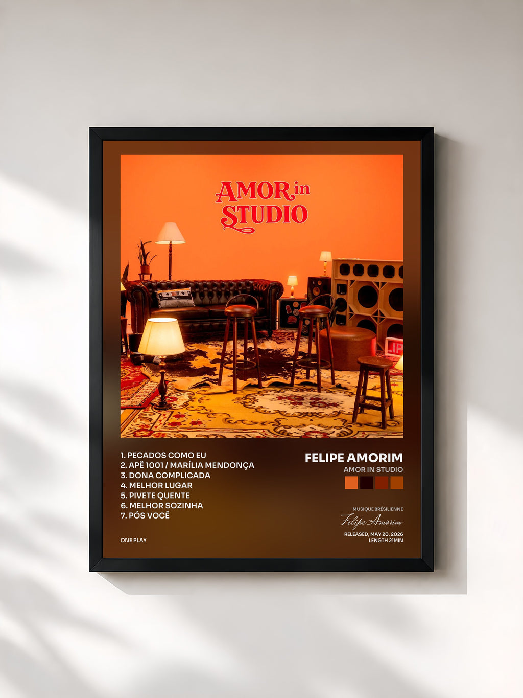 #noir Tableau de l'album Amor In Studio de Felipe Amorim, cadre noir, imprimé et encadré en France