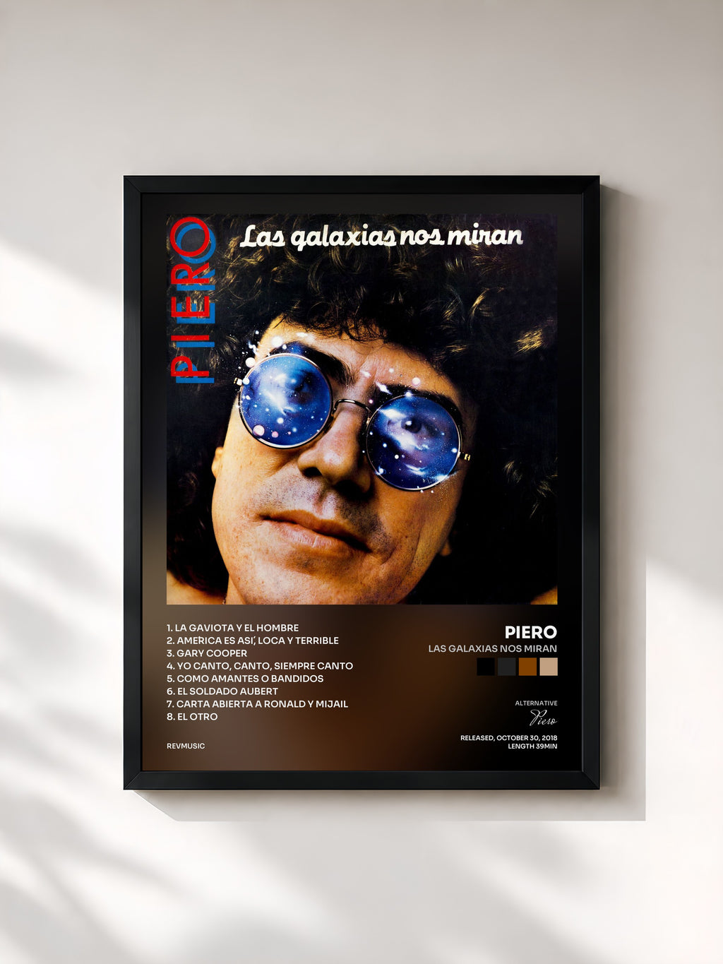 #noir Tableau de l'album Las Galaxias Nos Miran de Piero, cadre noir, imprimé et encadré en France