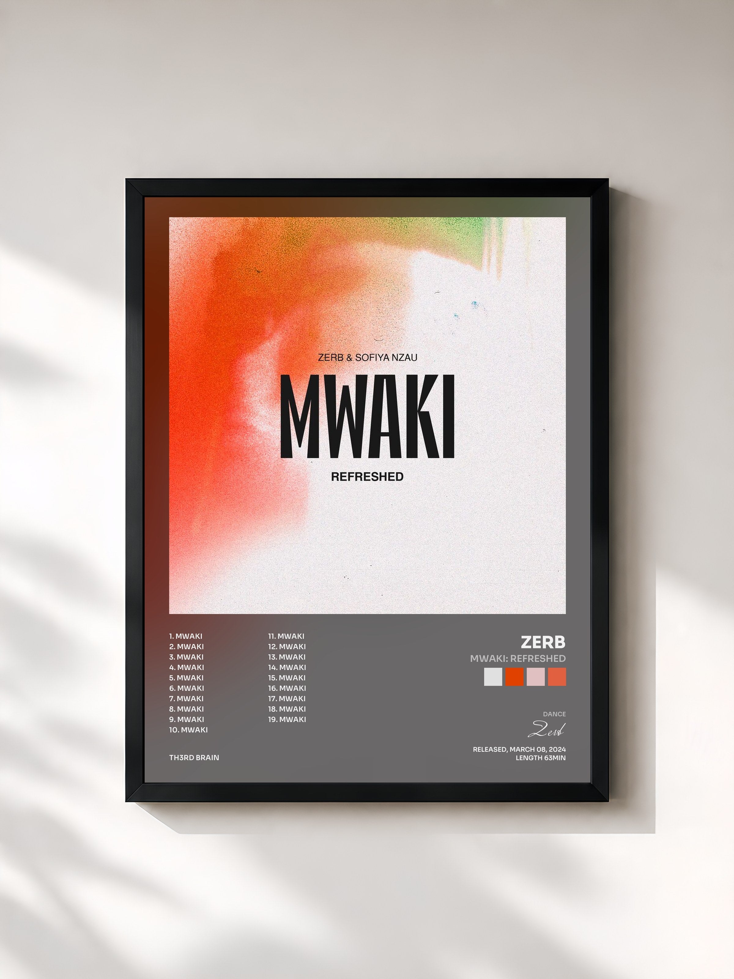 #noir Tableau de l'album MWAKI: REFRESHED de Zerb, cadre noir, imprimé et encadré en France