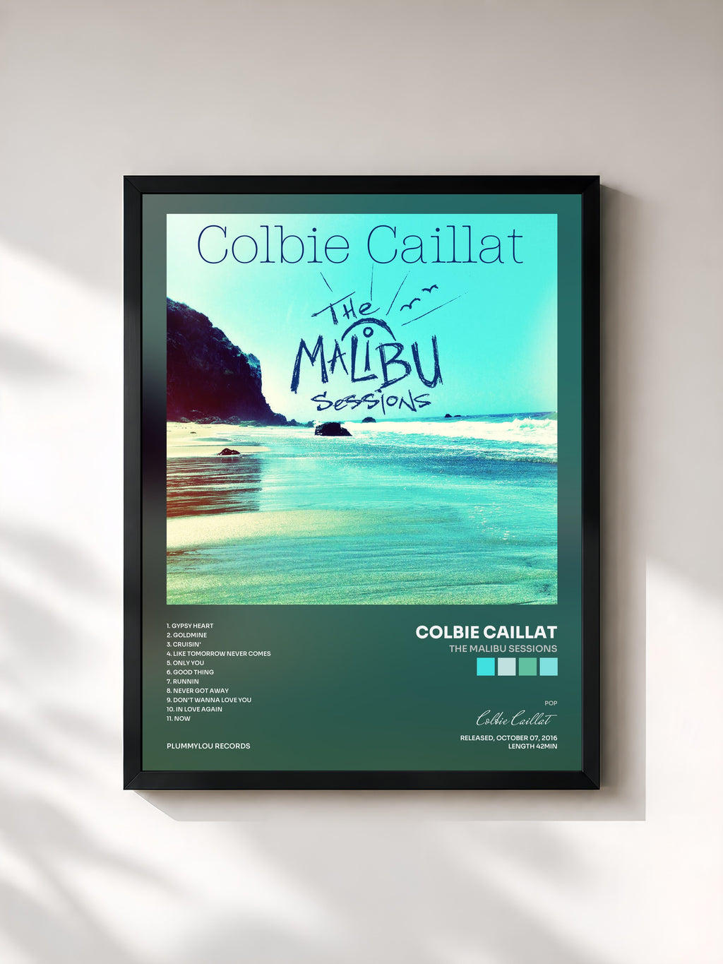 #noir Tableau de l'album The Malibu Sessions de Colbie Caillat, cadre noir, imprimé et encadré en France
