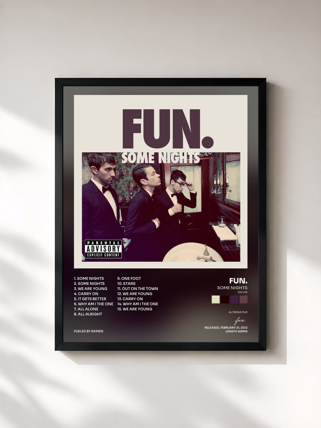 #noir Tableau de l'album Some Nights (Deluxe) de fun., cadre noir, imprimé et encadré en France