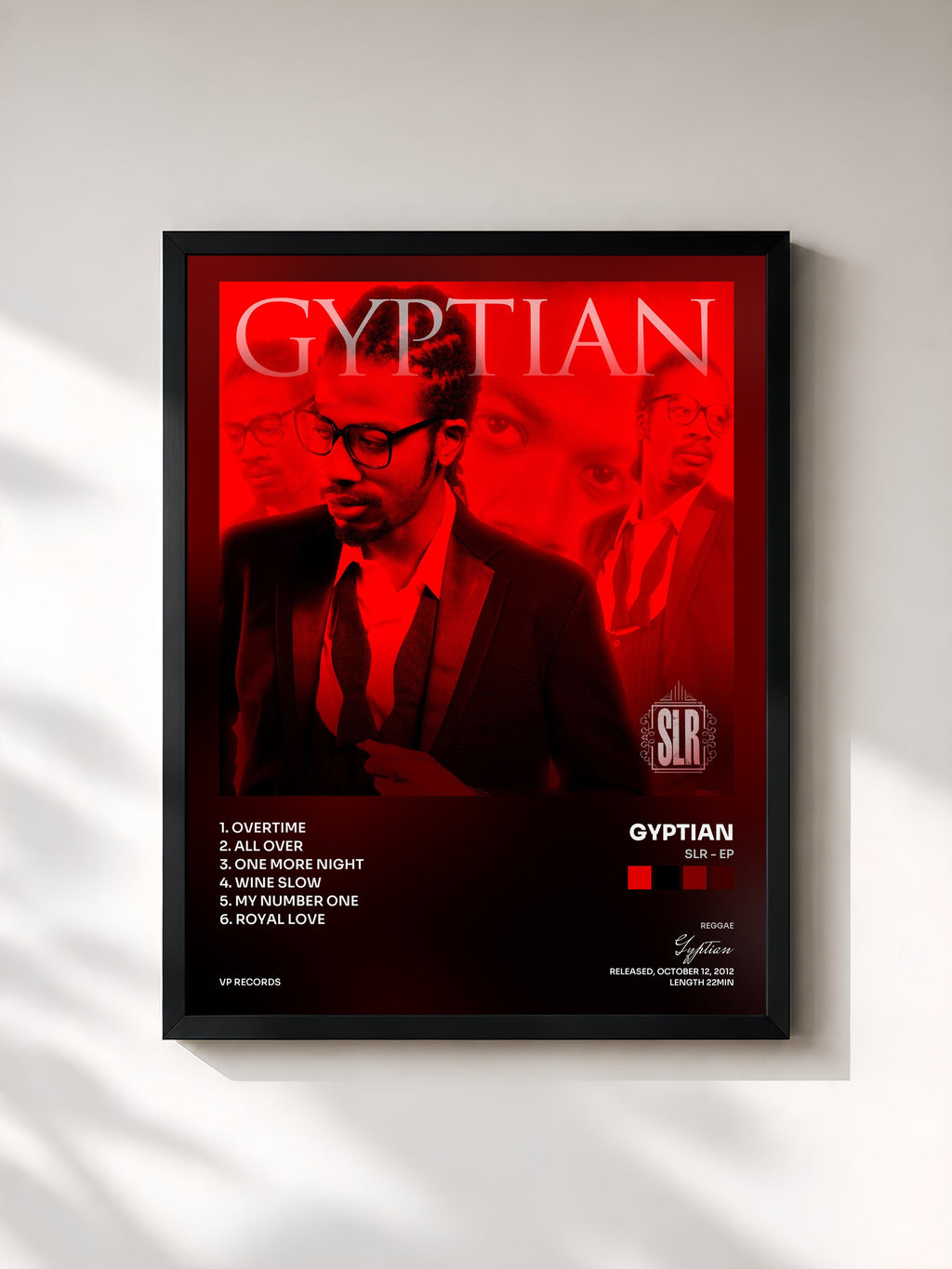#noir Tableau de l'album SLR - EP de Gyptian, cadre noir, imprimé et encadré en France