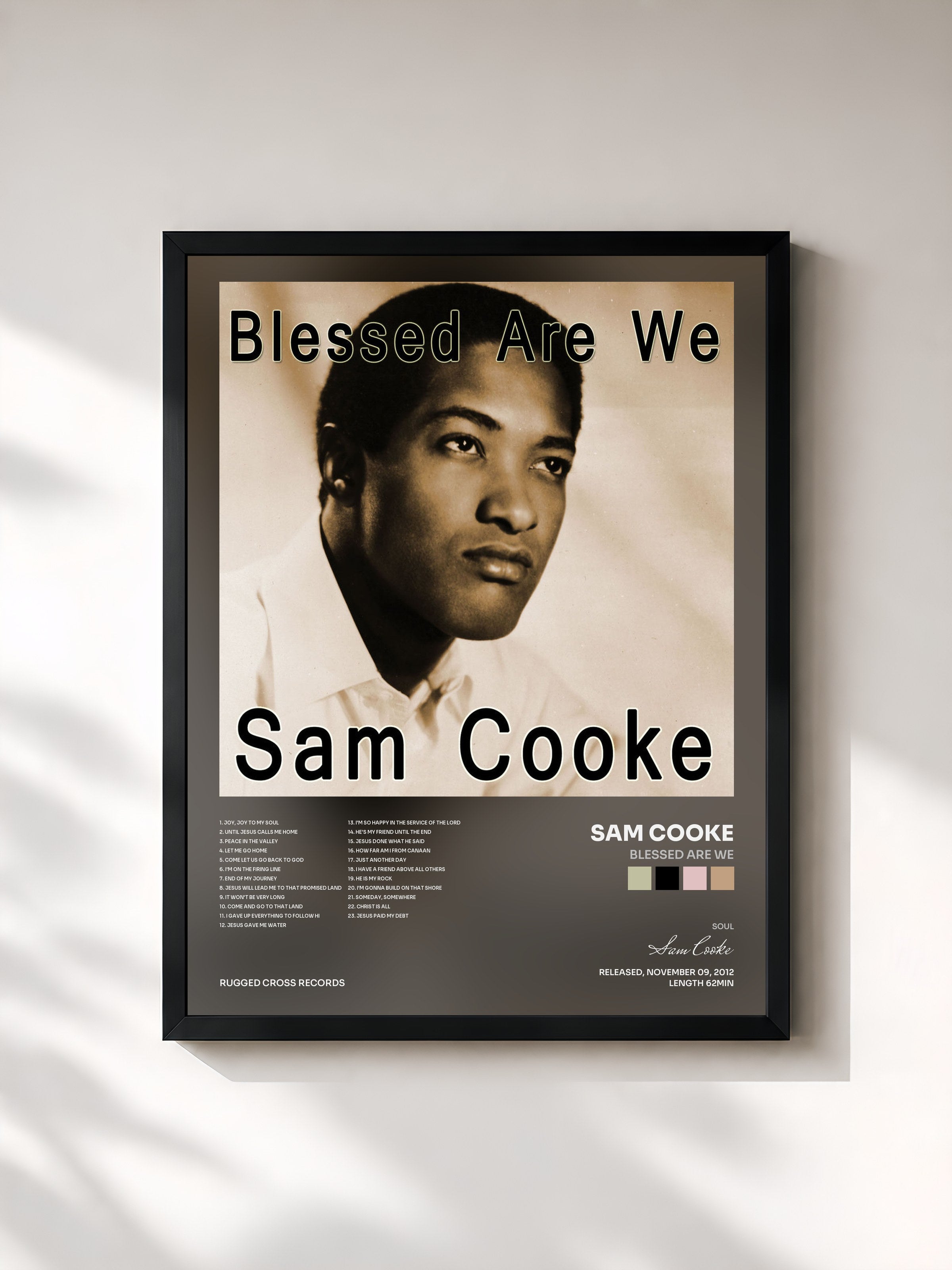#noir Tableau de l'album Blessed Are We de Sam Cooke, cadre noir, imprimé et encadré en France