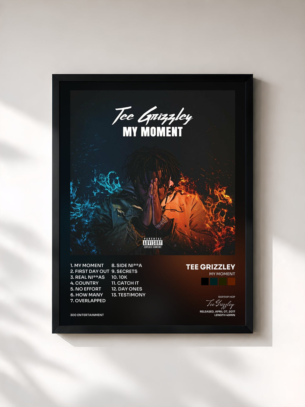 #noir Tableau de l'album My Moment de Tee Grizzley, cadre noir, imprimé et encadré en France