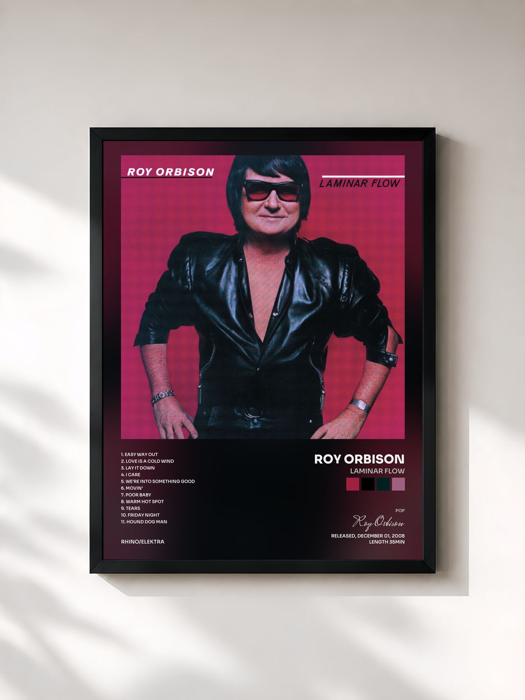 #noir Tableau de l'album Laminar Flow de Roy Orbison, cadre noir, imprimé et encadré en France