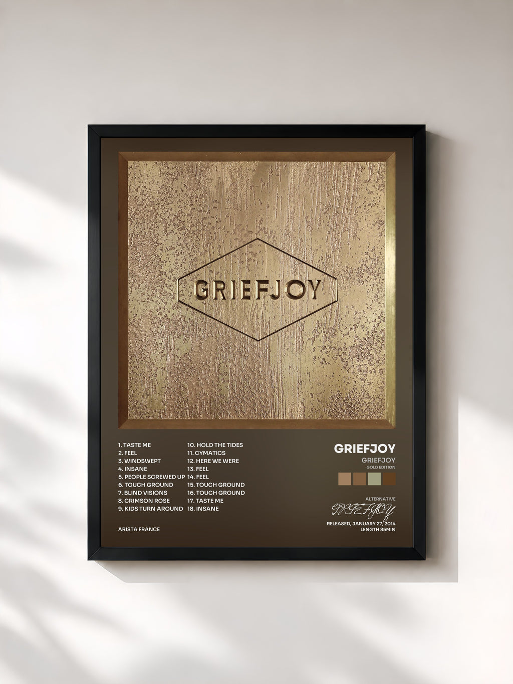 #noir Tableau de l'album GRIEFJOY (Gold Edition) de GRIEFJOY, cadre noir, imprimé et encadré en France