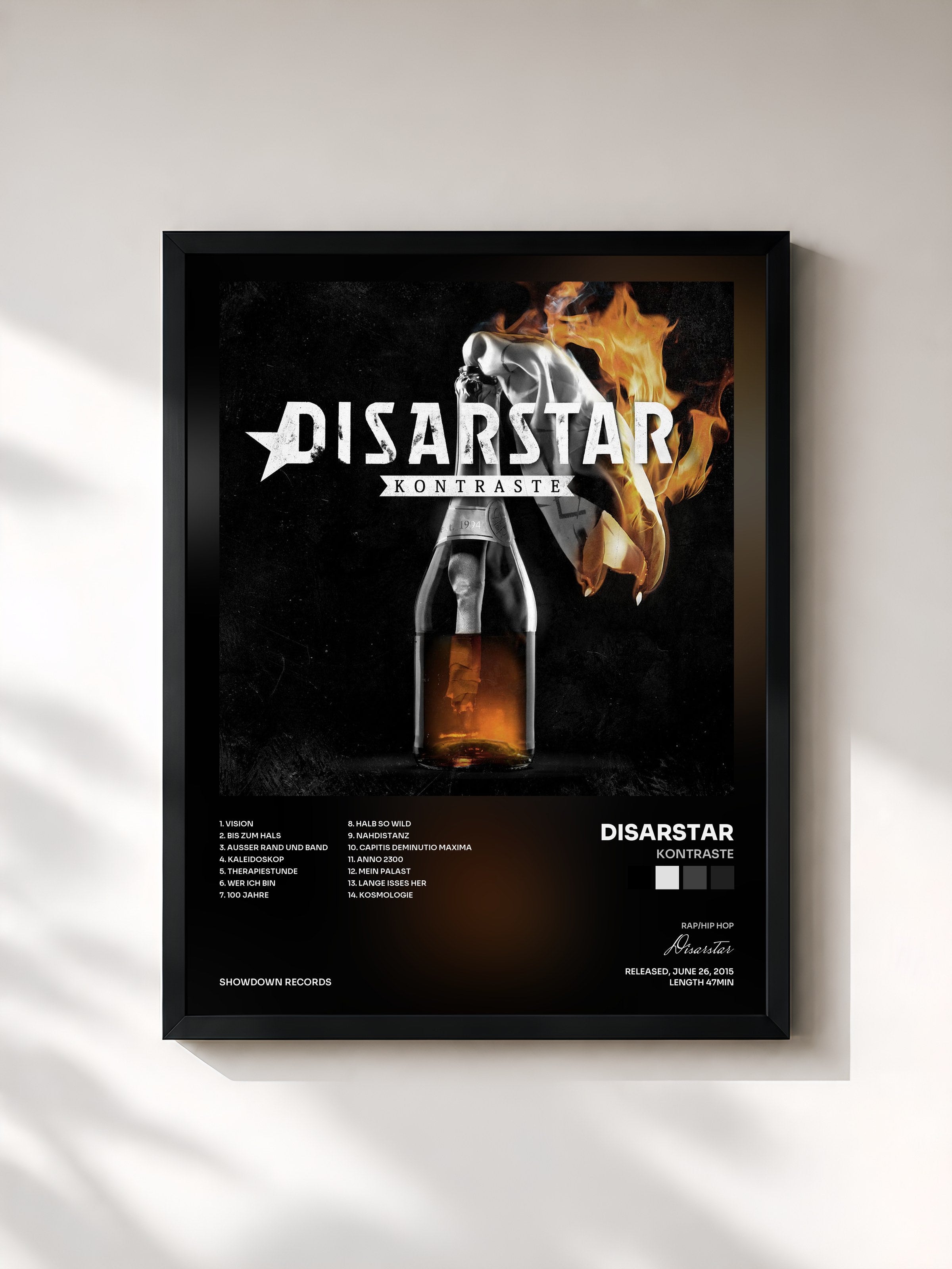 #noir Tableau de l'album Kontraste de Disarstar, cadre noir, imprimé et encadré en France