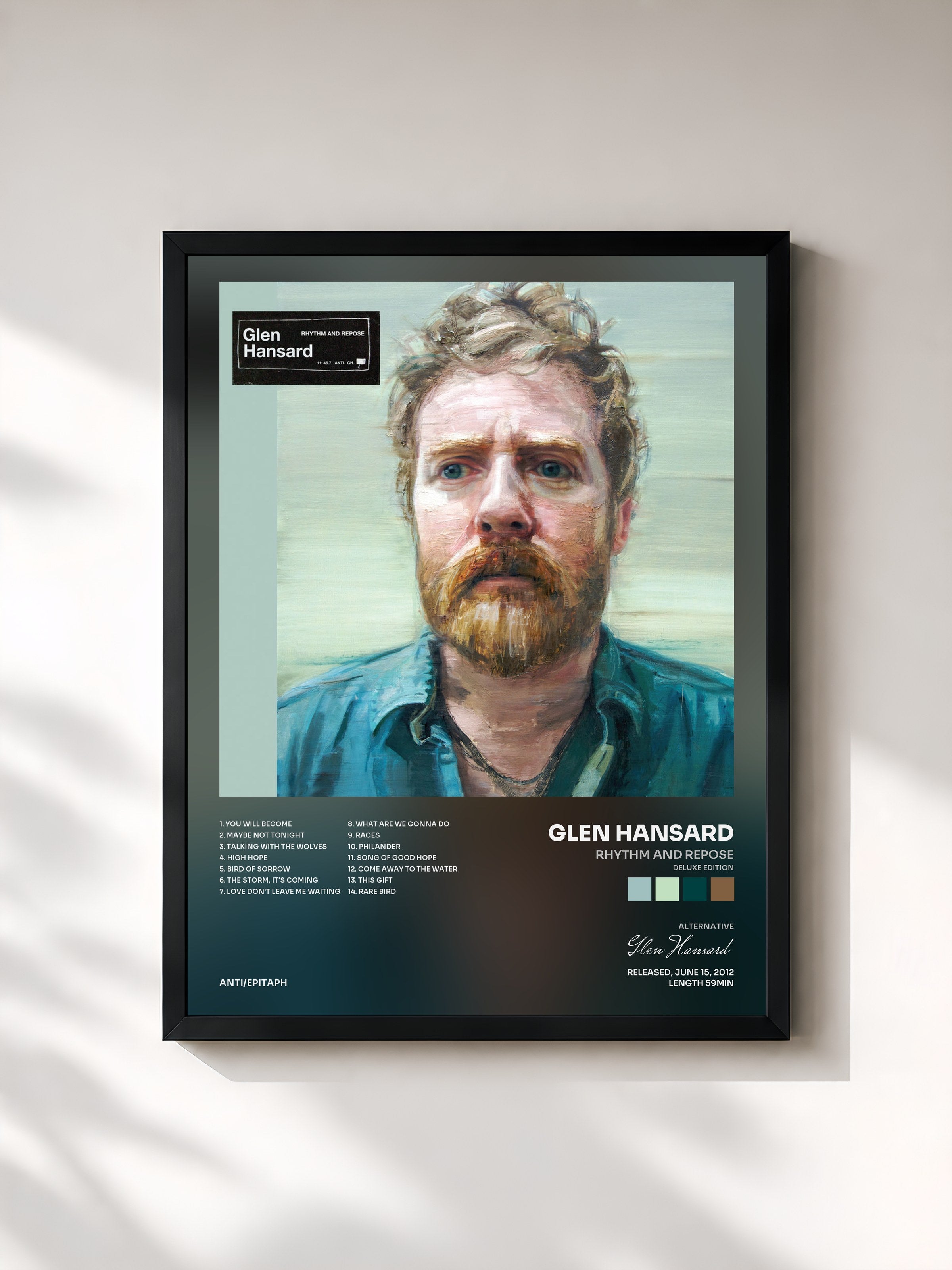 #noir Tableau de l'album Rhythm And Repose (Deluxe Edition) de Glen Hansard, cadre noir, imprimé et encadré en France