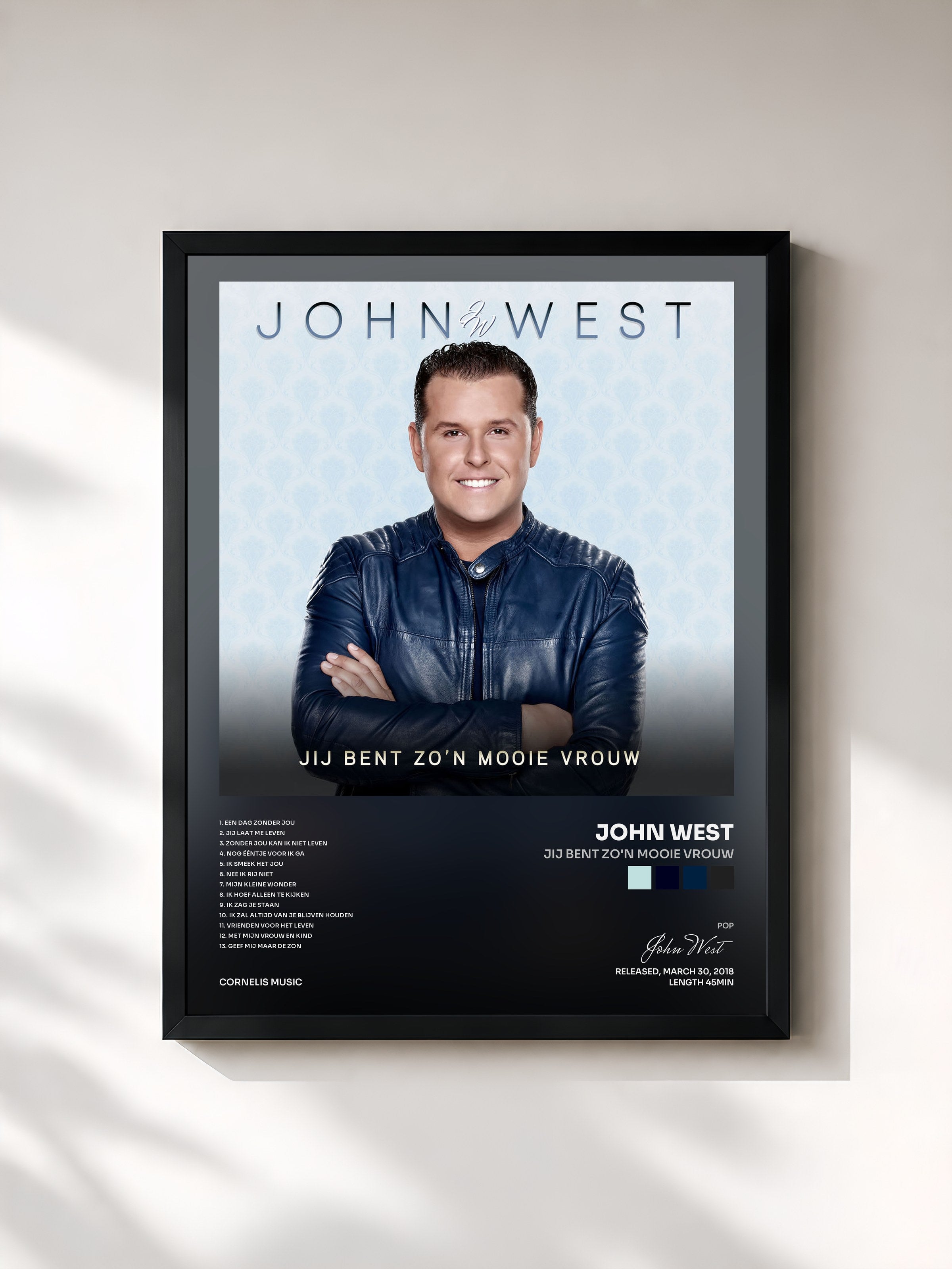 #noir Tableau de l'album Jij Bent Zo'n Mooie Vrouw de John West, cadre noir, imprimé et encadré en France