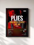 #noir Tableau de l'album You Need People like Me 1 de Plies, cadre noir, imprimé et encadré en France