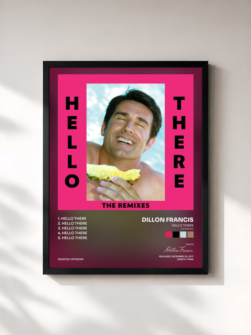 #noir Tableau de l'album Hello There (The Remixes) de Dillon Francis, cadre noir, imprimé et encadré en France