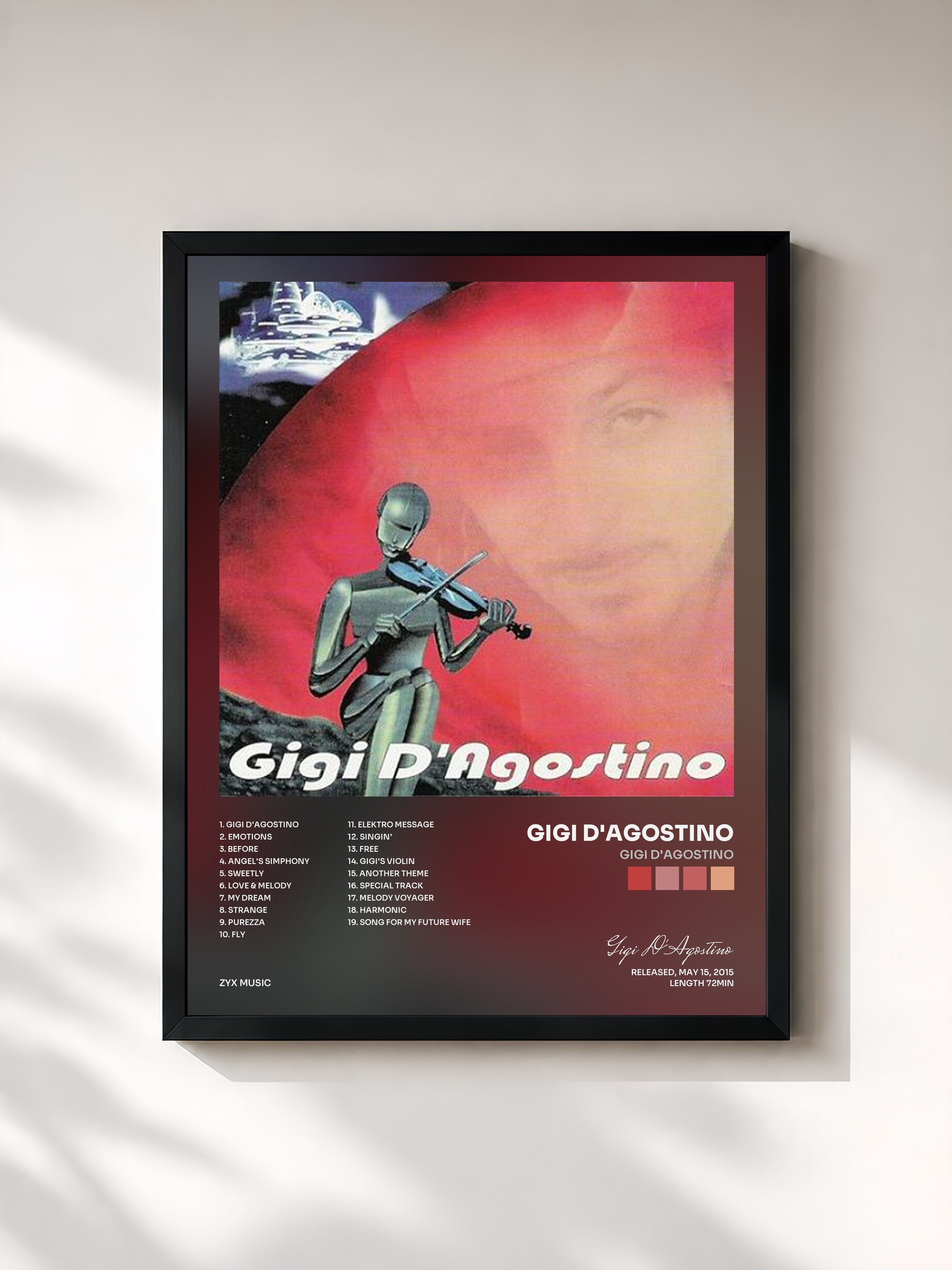#noir Tableau de l'album Gigi D'Agostino de Gigi D'Agostino, cadre noir, imprimé et encadré en France