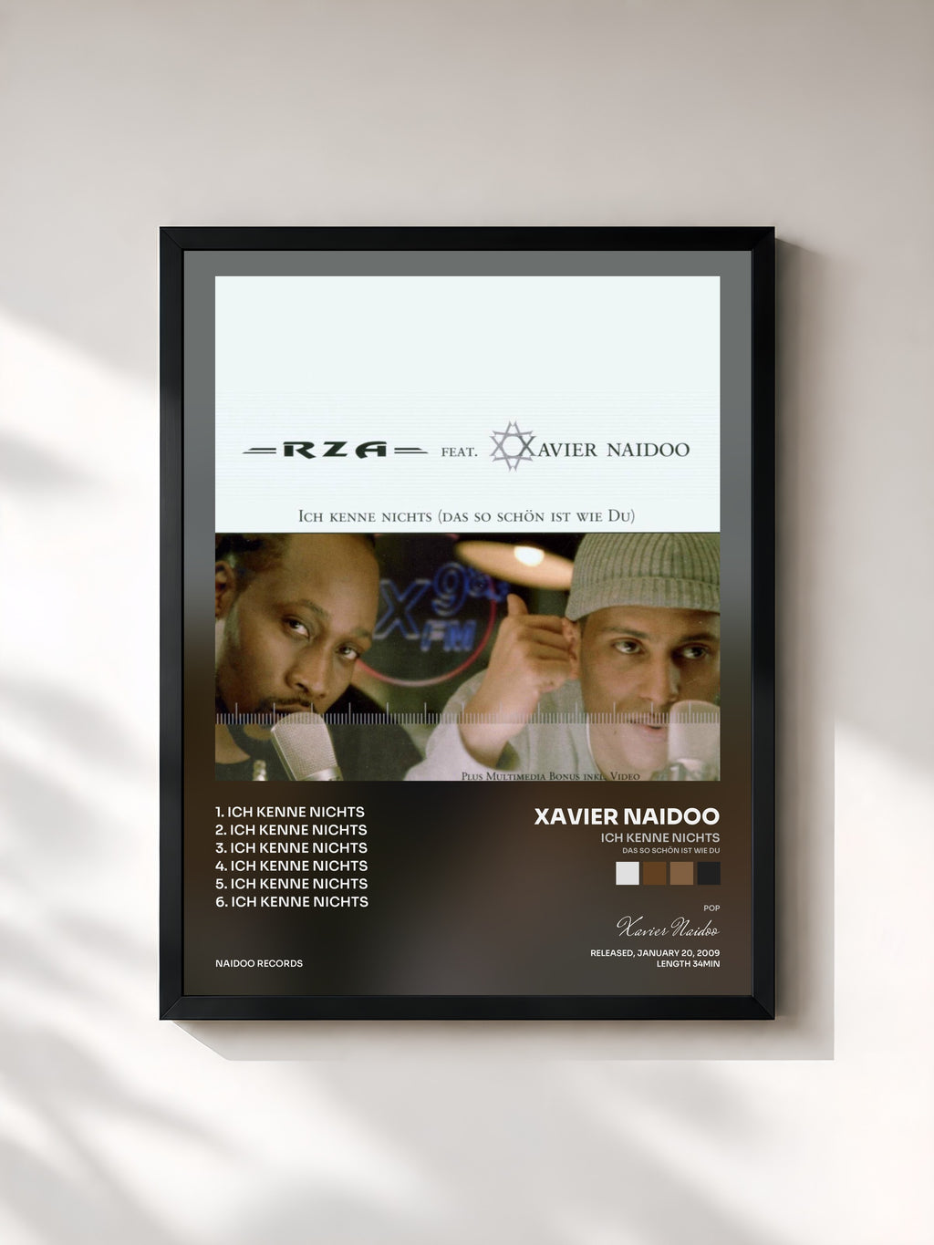 #noir Tableau de l'album Ich kenne nichts (das so schön ist wie du) de Xavier Naidoo, cadre noir, imprimé et encadré en France