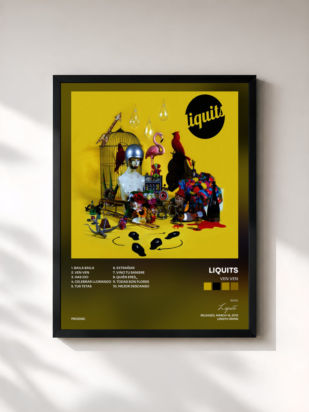 #noir Tableau de l'album Ven Ven de Liquits, cadre noir, imprimé et encadré en France