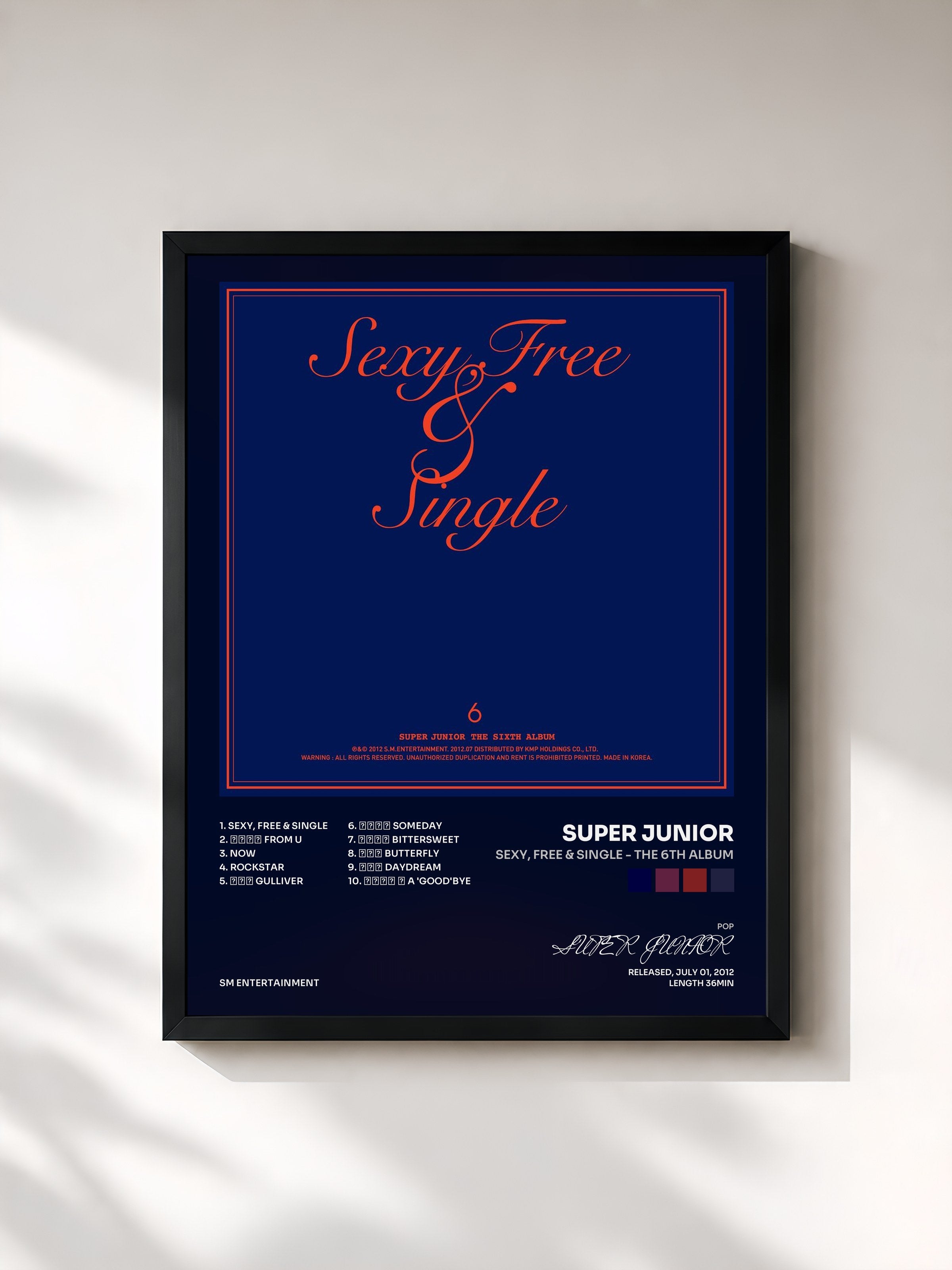 #noir Tableau de l'album Sexy, Free & Single - The 6th Album de SUPER JUNIOR, cadre noir, imprimé et encadré en France