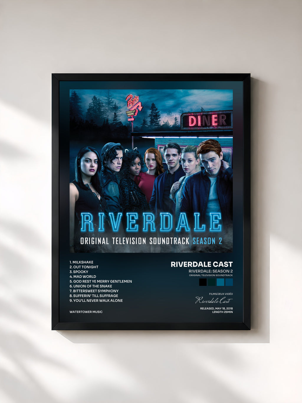 #noir Tableau de l'album Riverdale: Season 2 (Original Television Soundtrack) de Riverdale Cast, cadre noir, imprimé et encadré en France