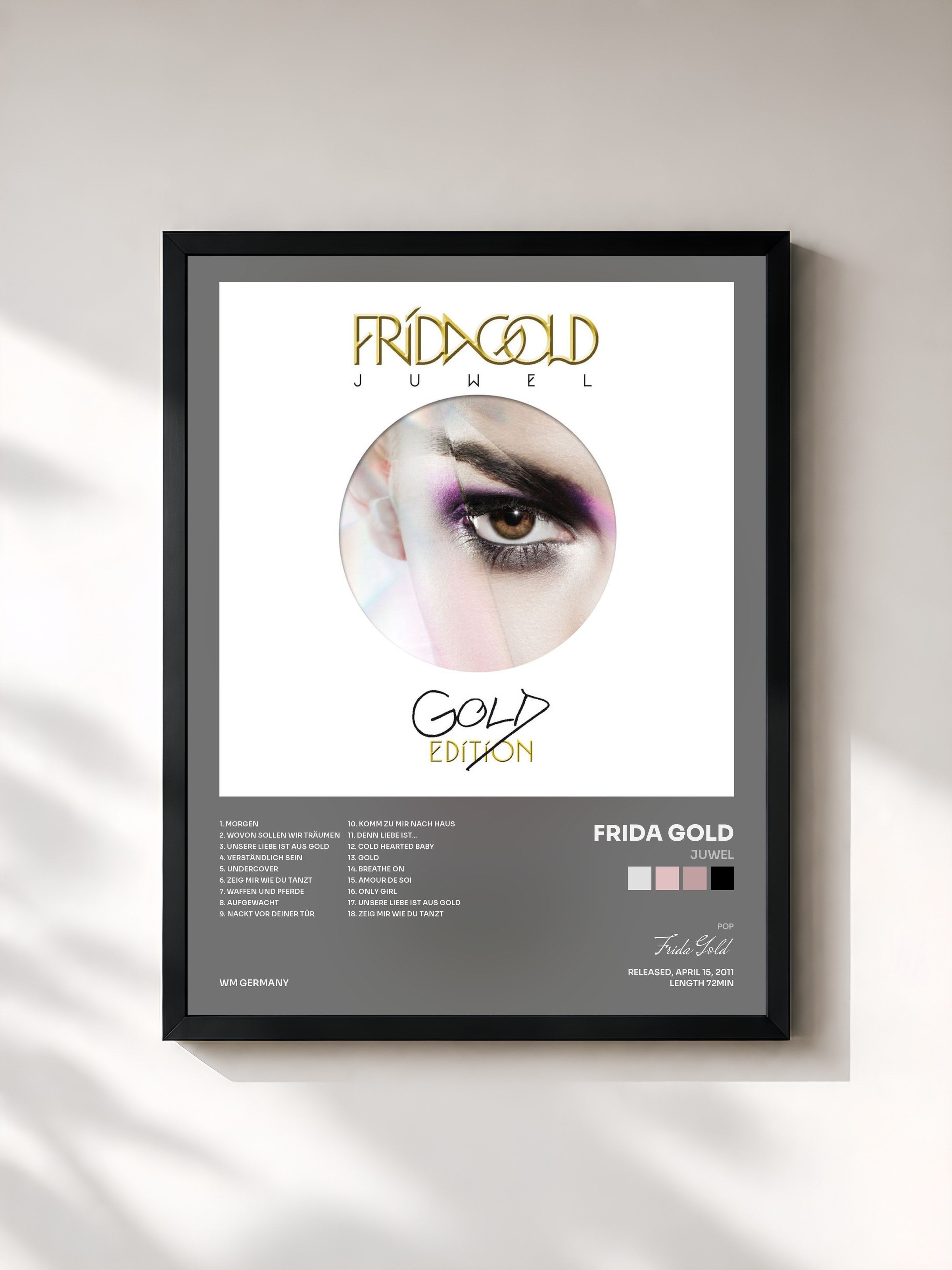 #noir Tableau de l'album Juwel de Frida Gold, cadre noir, imprimé et encadré en France