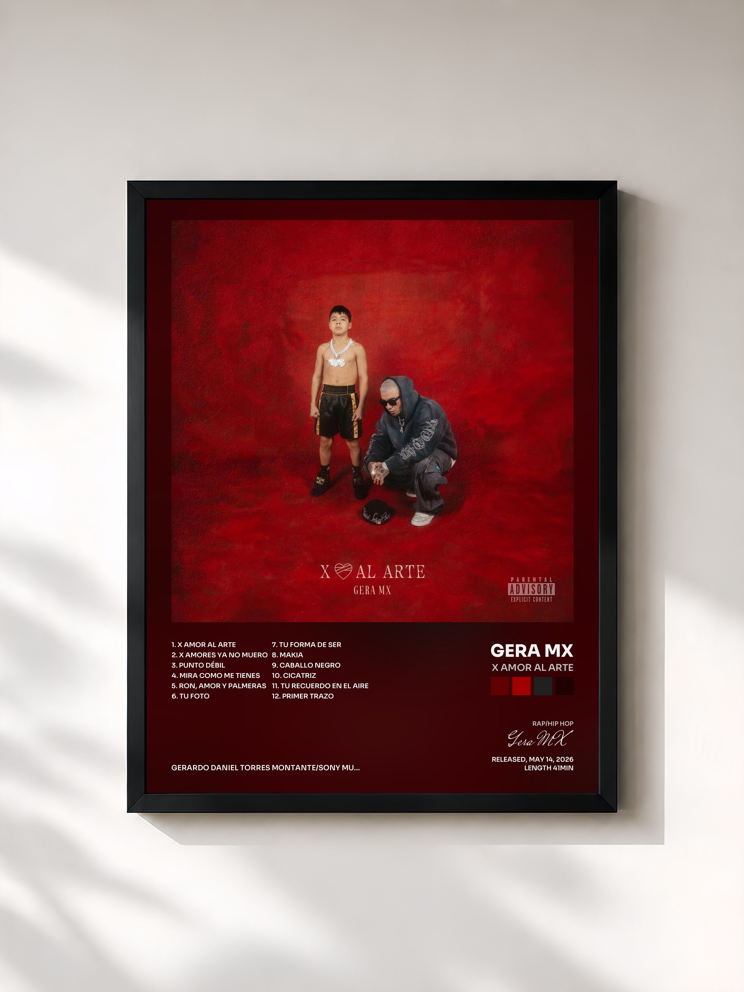 #noir Tableau de l'album X Amor al Arte de Gera MX, cadre noir, imprimé et encadré en France