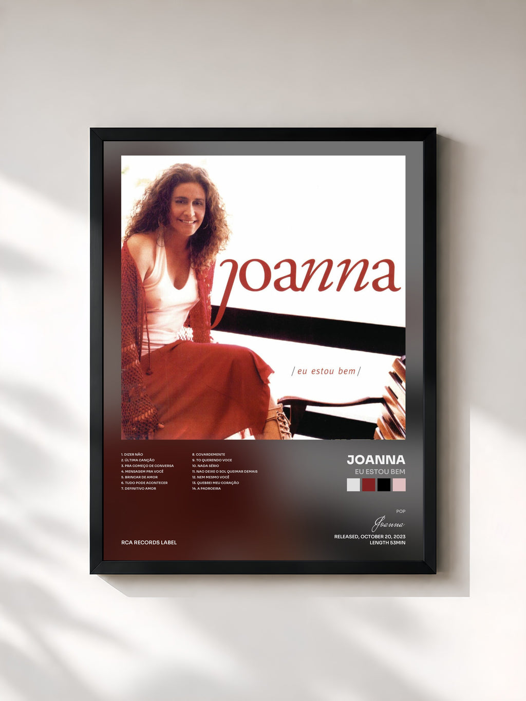 #noir Tableau de l'album Eu Estou Bem de Joanna, cadre noir, imprimé et encadré en France