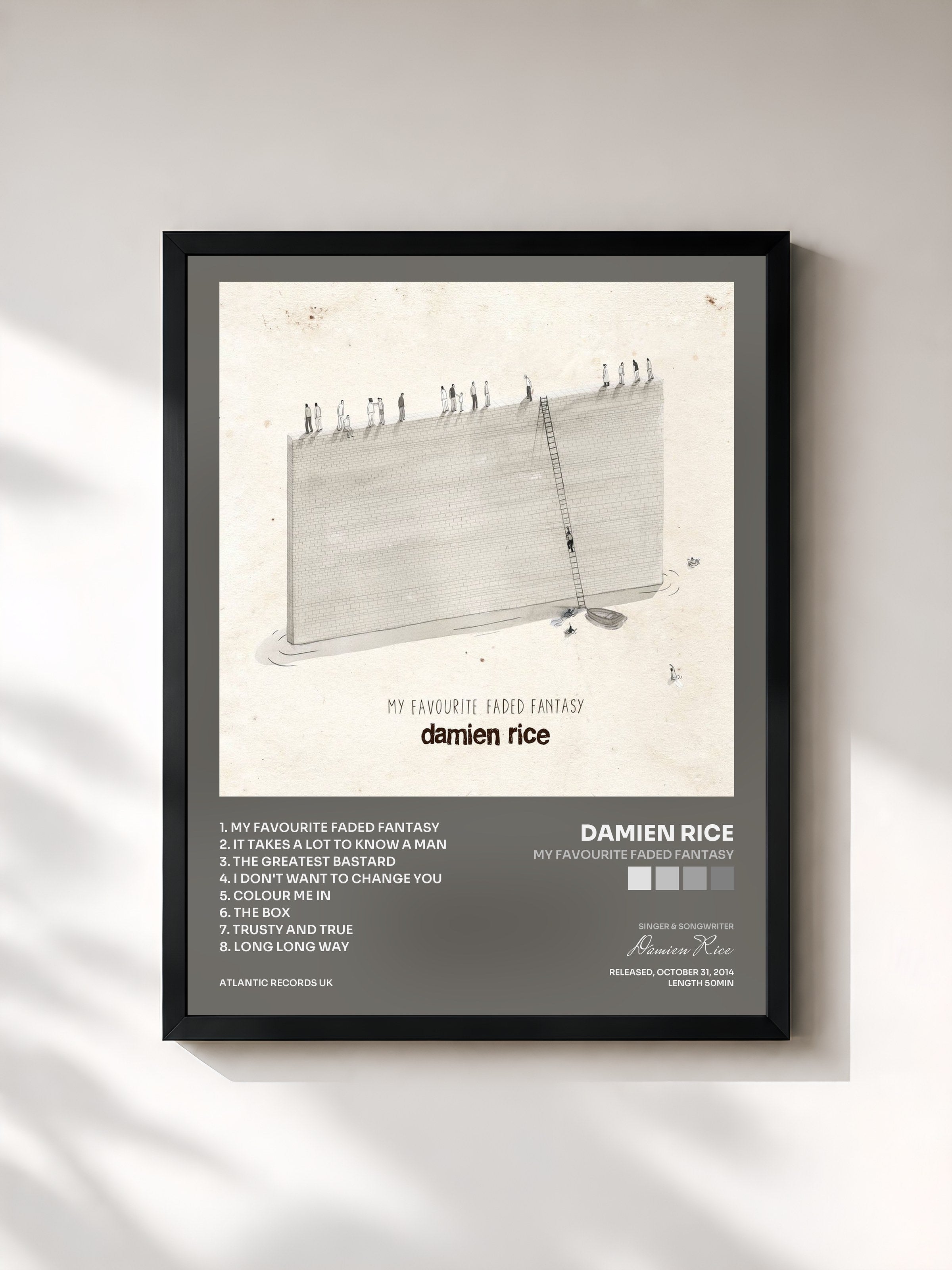 #noir Tableau de l'album My Favourite Faded Fantasy de Damien Rice, cadre noir, imprimé et encadré en France