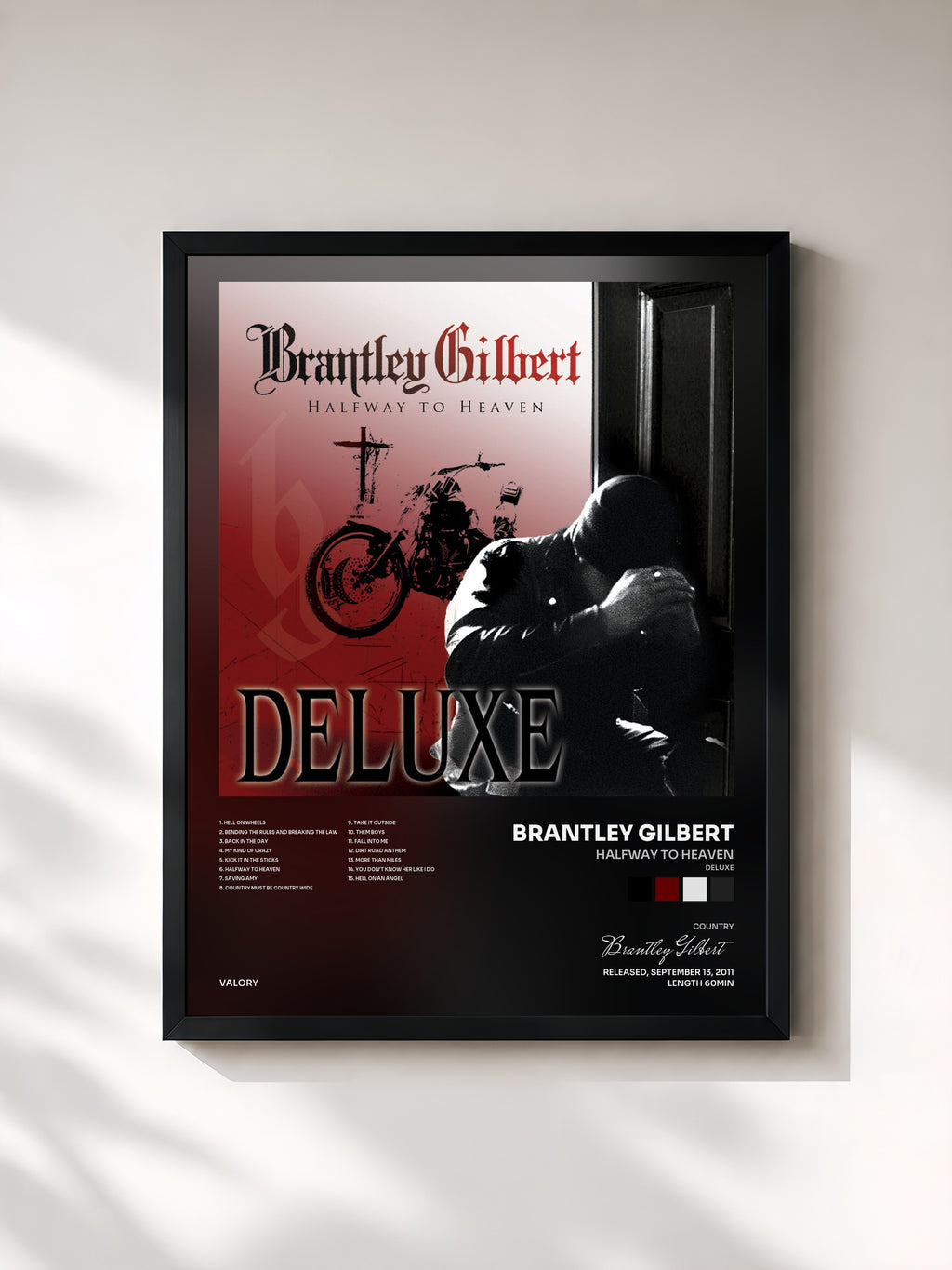 #noir Tableau de l'album Halfway To Heaven (Deluxe) de Brantley Gilbert, cadre noir, imprimé et encadré en France