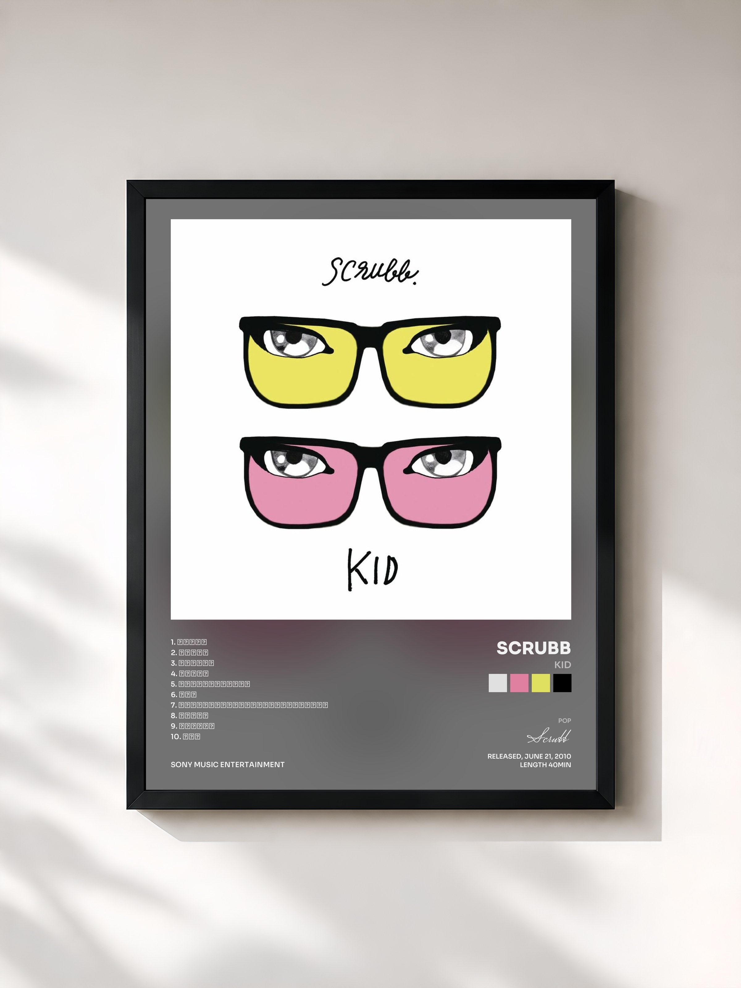#noir Tableau de l'album KID de Scrubb, cadre noir, imprimé et encadré en France