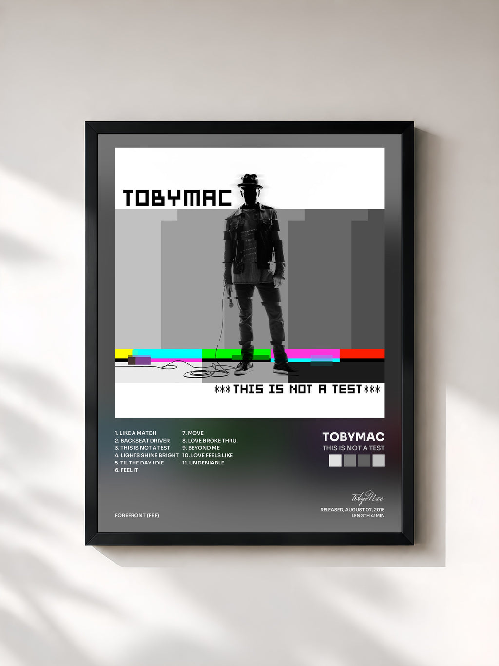 #noir Tableau de l'album This Is Not A Test de tobyMac, cadre noir, imprimé et encadré en France