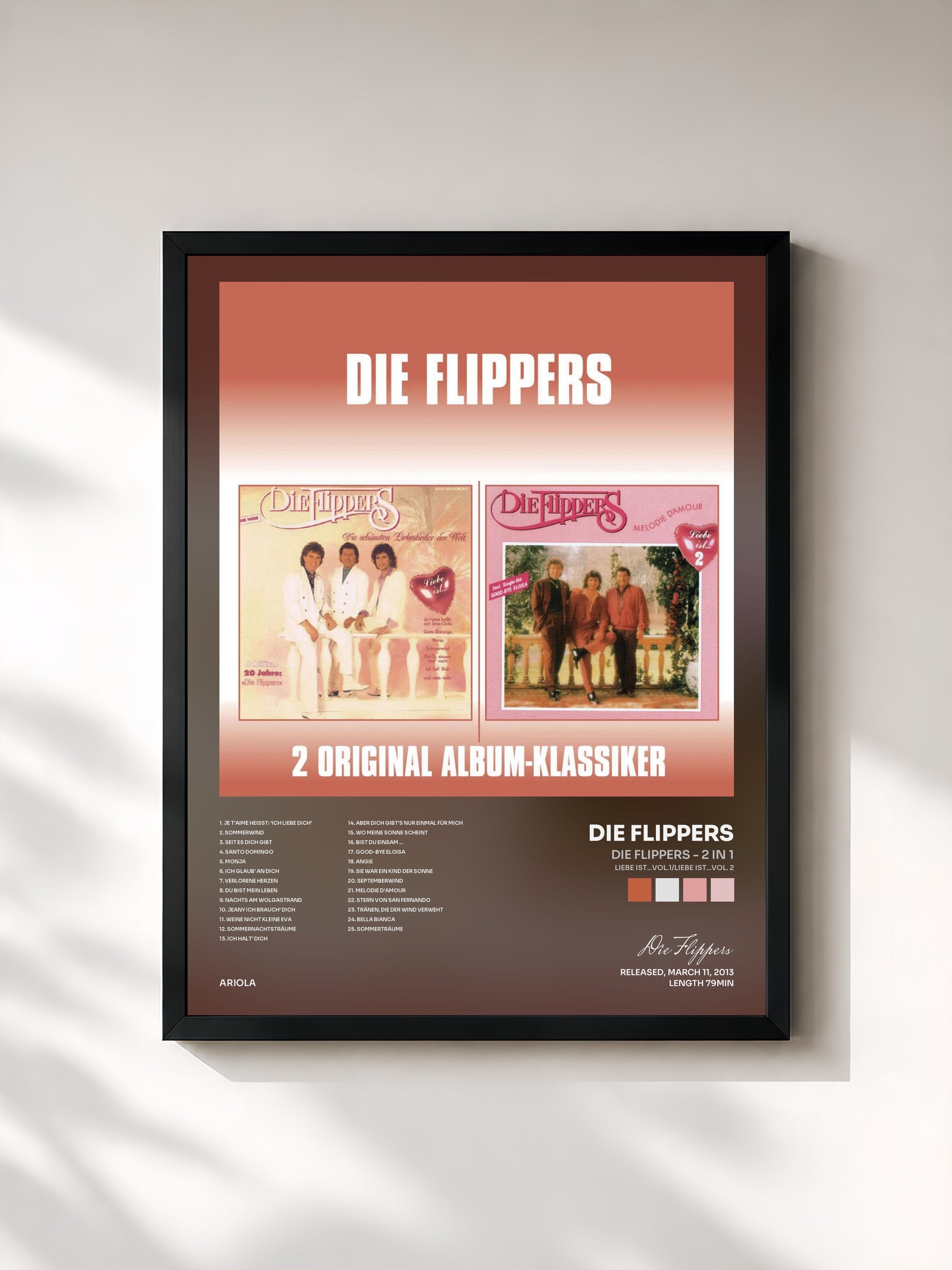 #noir Tableau de l'album Die Flippers - 2 in 1 (Liebe ist...Vol.1/Liebe ist...Vol. 2) de Die Flippers, cadre noir, imprimé et encadré en France