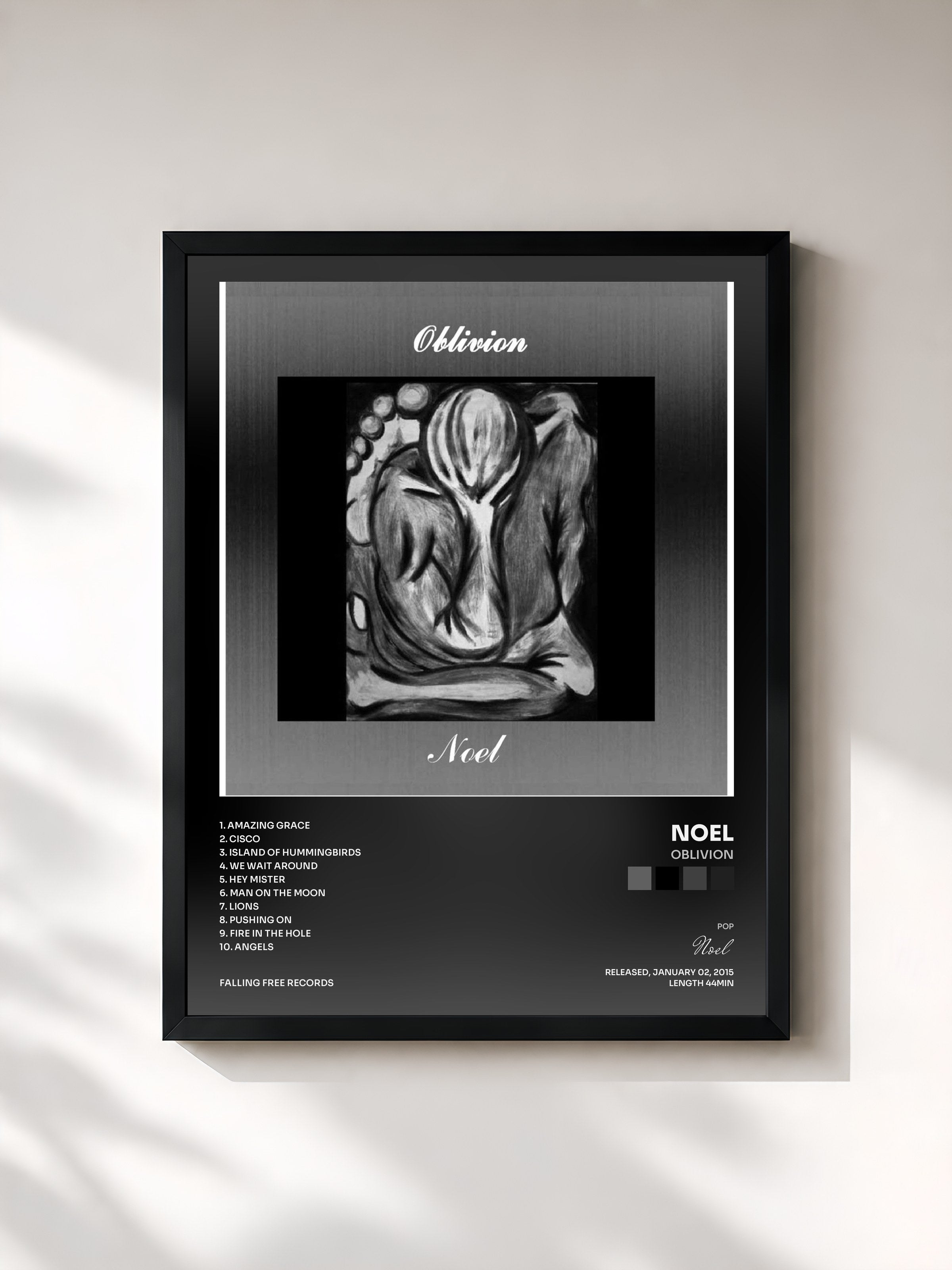 #noir Tableau de l'album Oblivion de Noel, cadre noir, imprimé et encadré en France