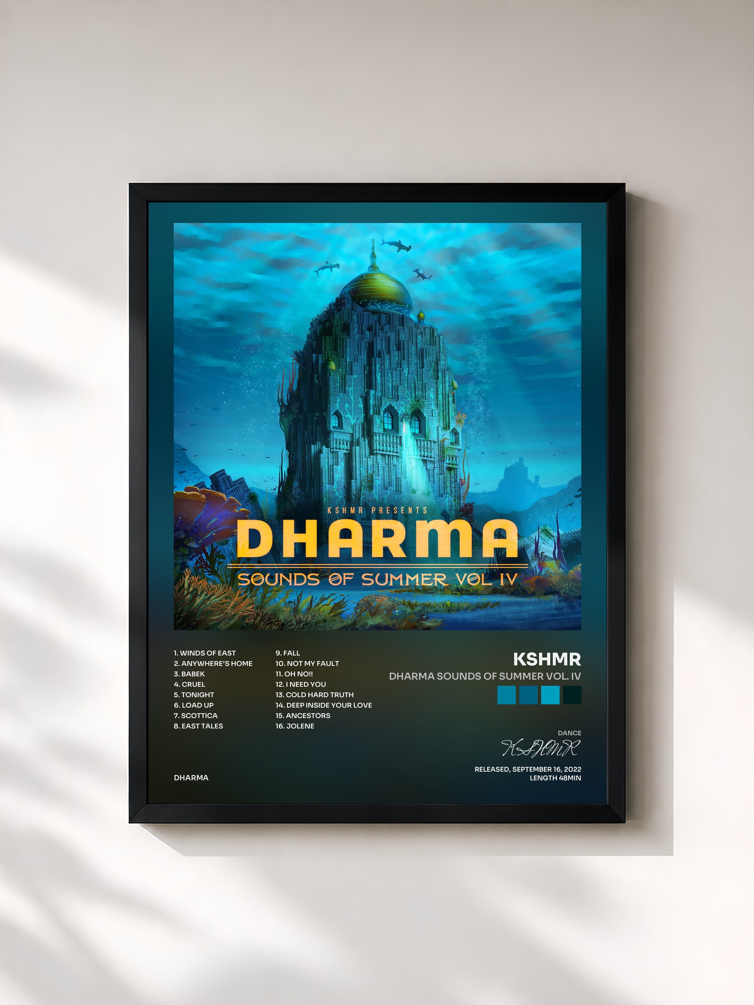 #noir Tableau de l'album Dharma Sounds Of Summer Vol. IV de KSHMR, cadre noir, imprimé et encadré en France