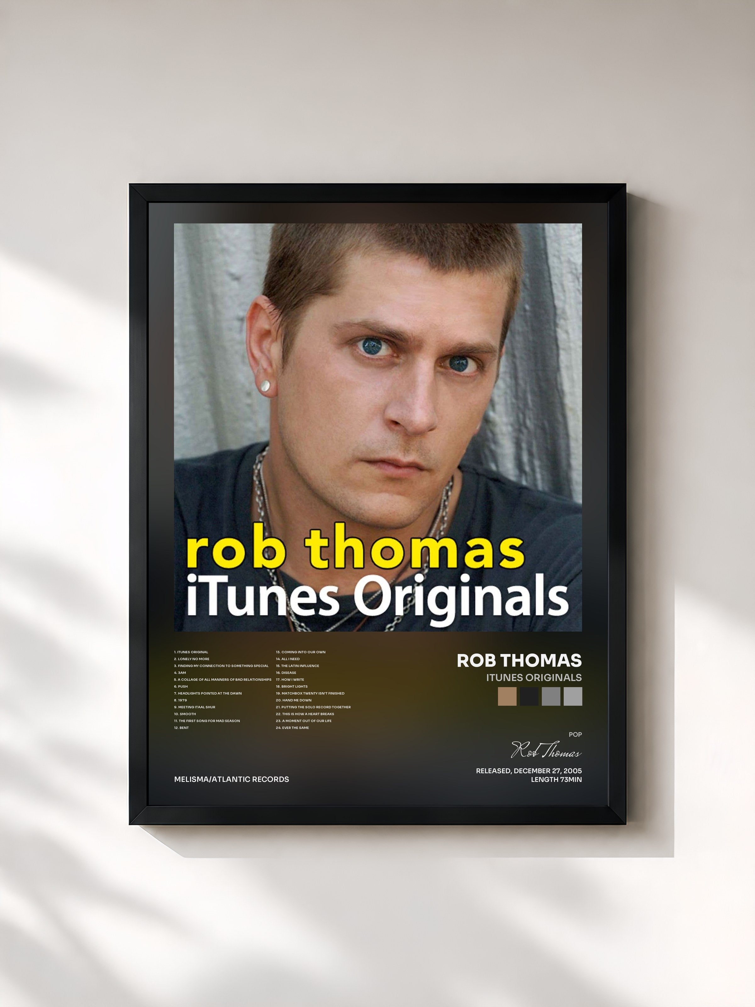 #noir Tableau de l'album iTunes Originals de Rob Thomas, cadre noir, imprimé et encadré en France