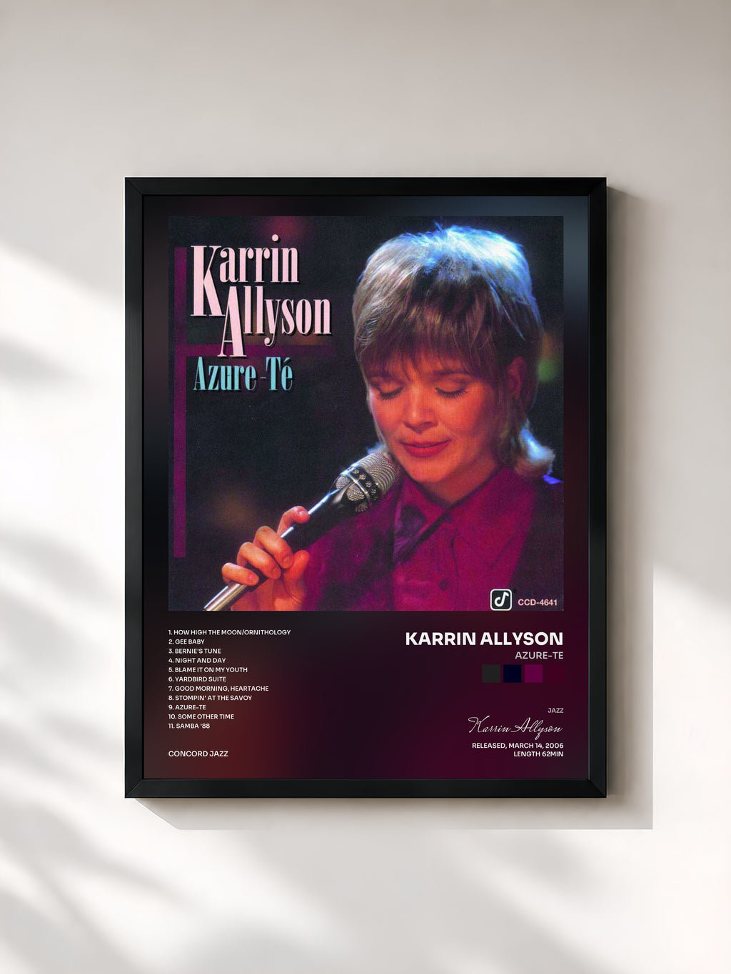 #noir Tableau de l'album Azure-Te de Karrin Allyson, cadre noir, imprimé et encadré en France