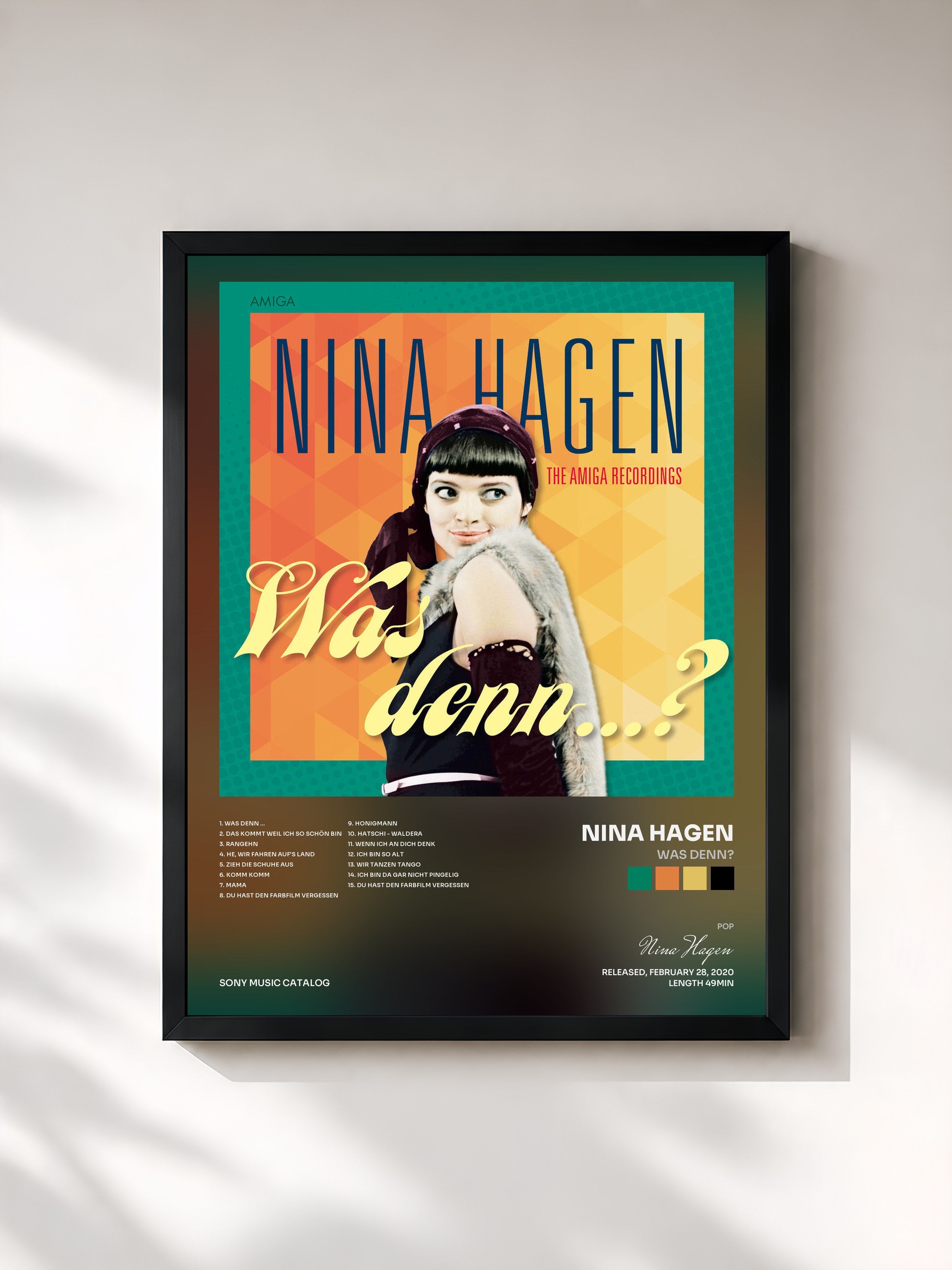 #noir Tableau de l'album Was denn? de Nina Hagen, cadre noir, imprimé et encadré en France