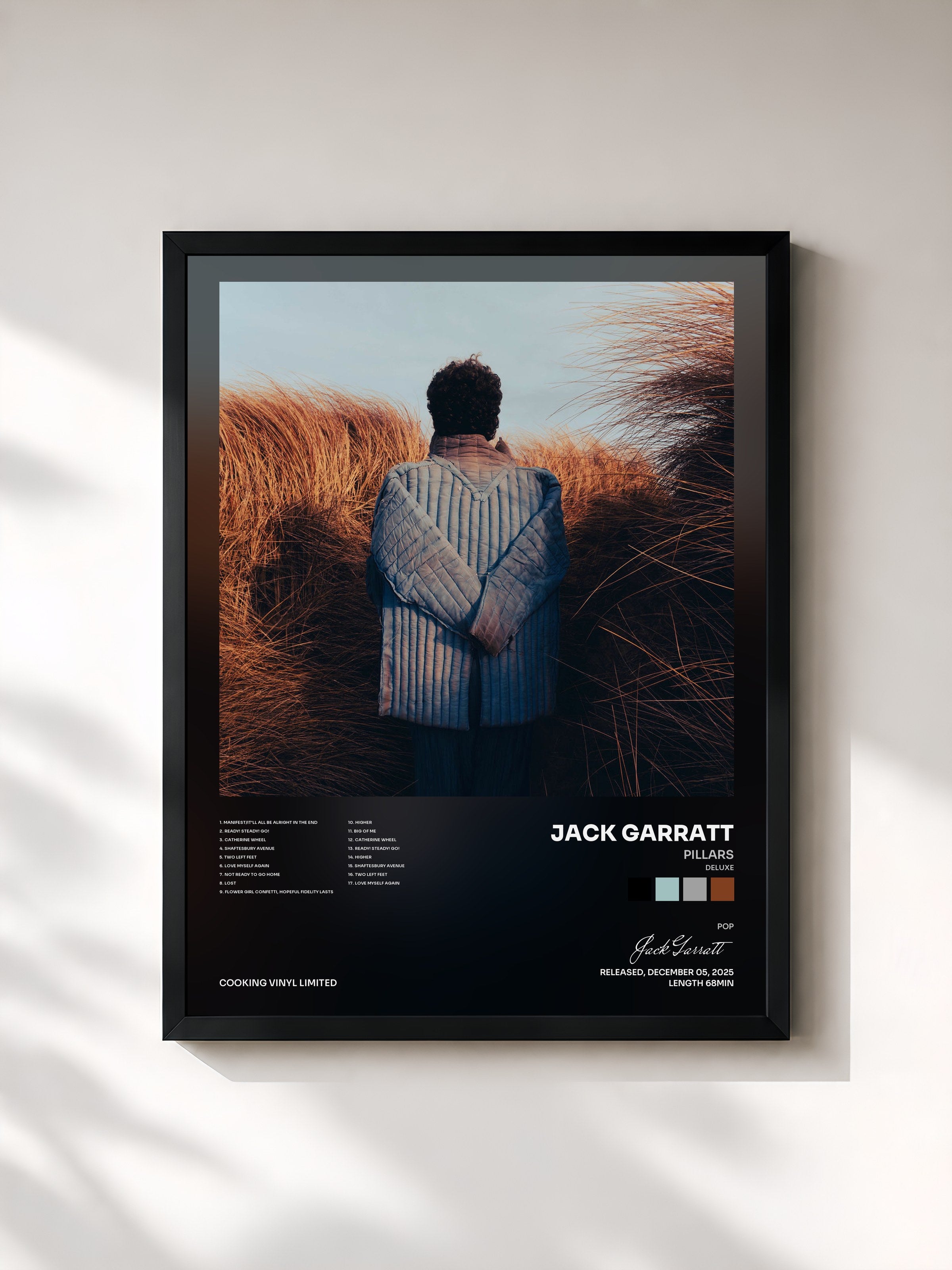 #noir Tableau de l'album Pillars (Deluxe) de Jack Garratt, cadre noir, imprimé et encadré en France