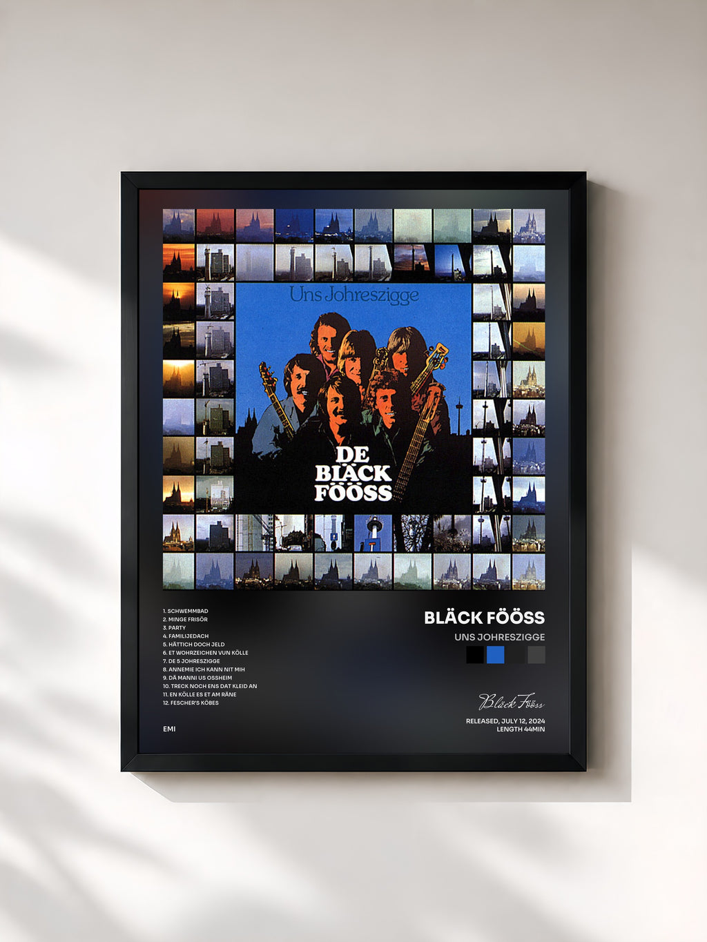 #noir Tableau de l'album Uns Johreszigge de Bläck Fööss, cadre noir, imprimé et encadré en France