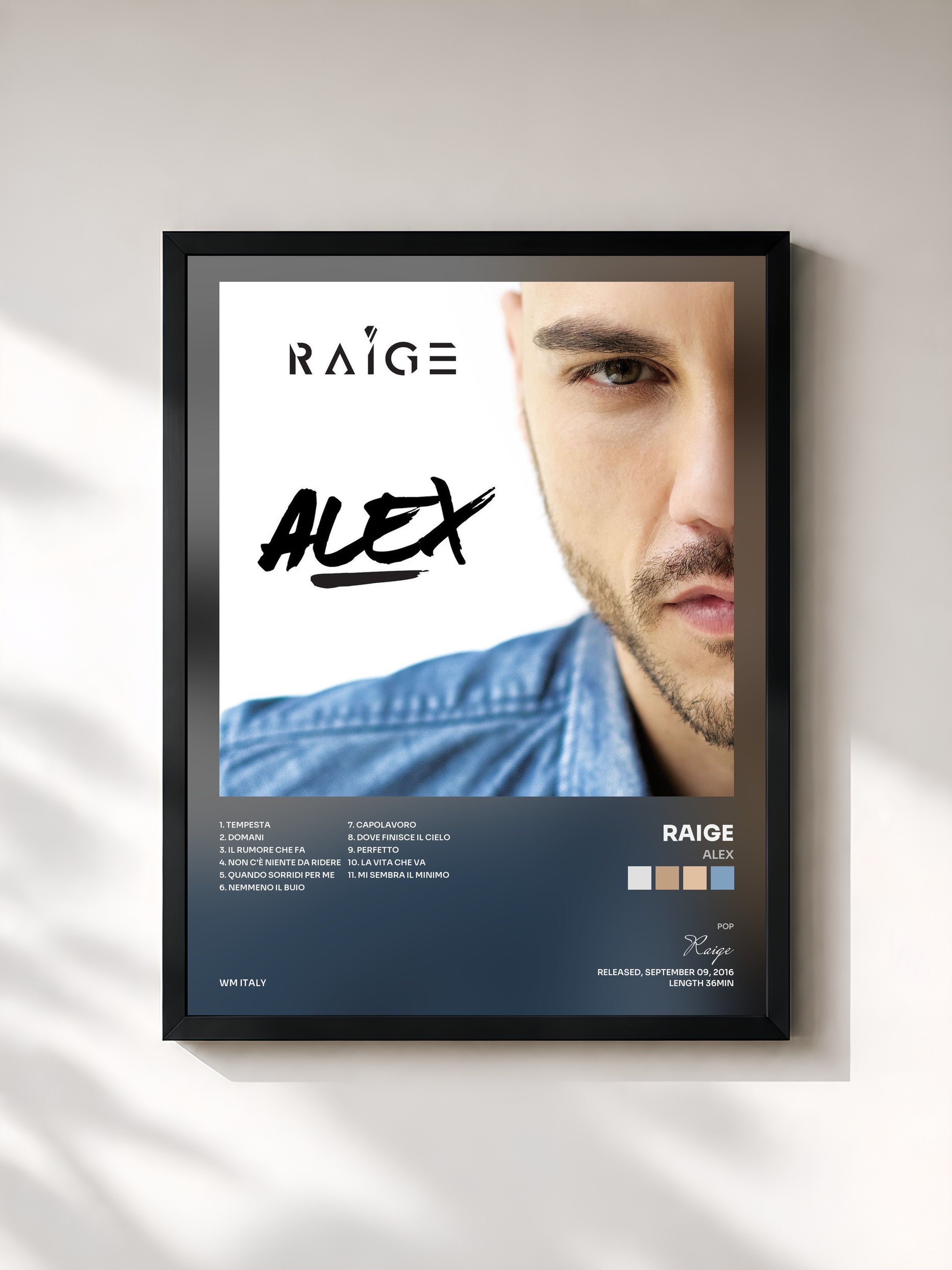 #noir Tableau de l'album Alex de Raige, cadre noir, imprimé et encadré en France