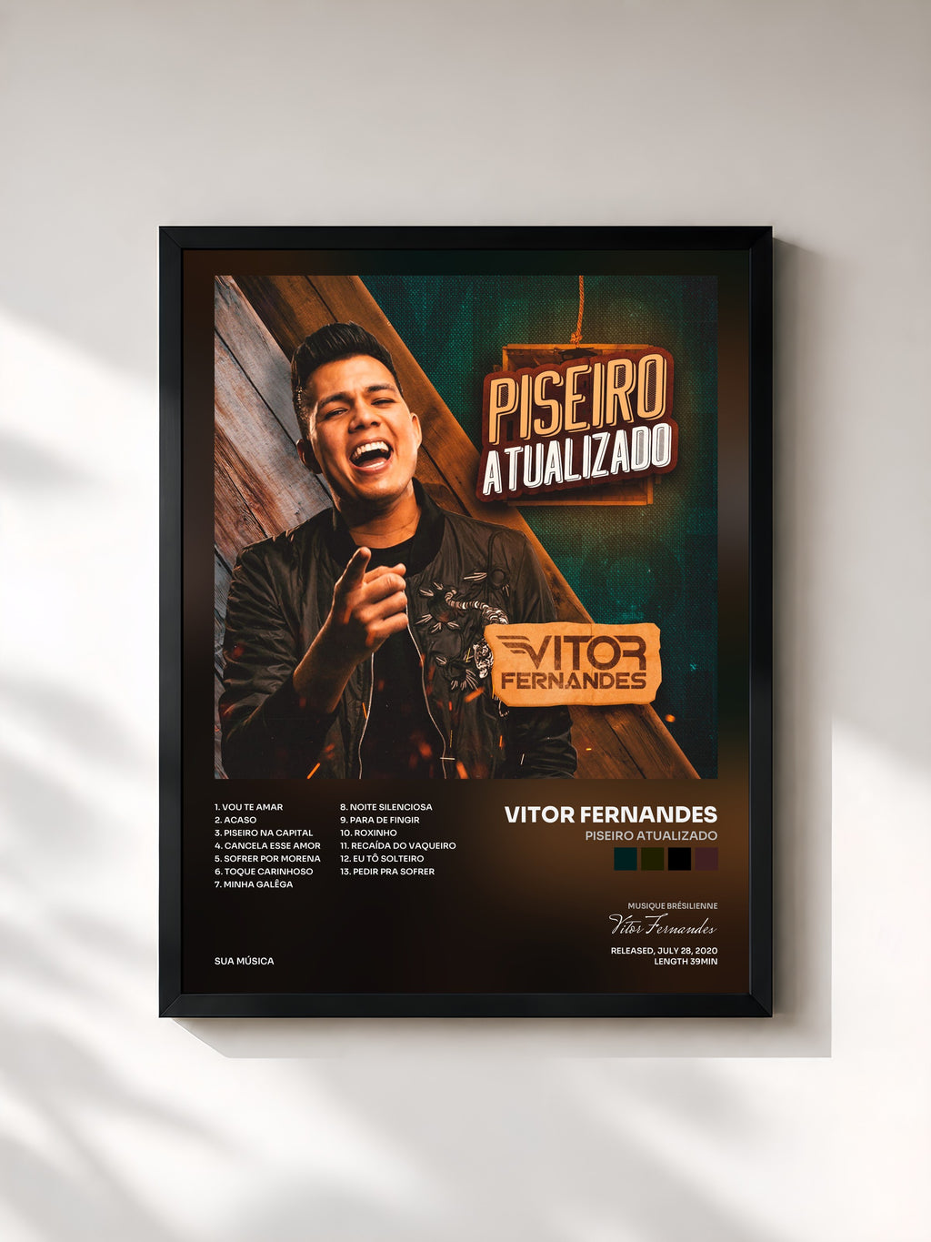 #noir Tableau de l'album Piseiro Atualizado de Vitor Fernandes, cadre noir, imprimé et encadré en France