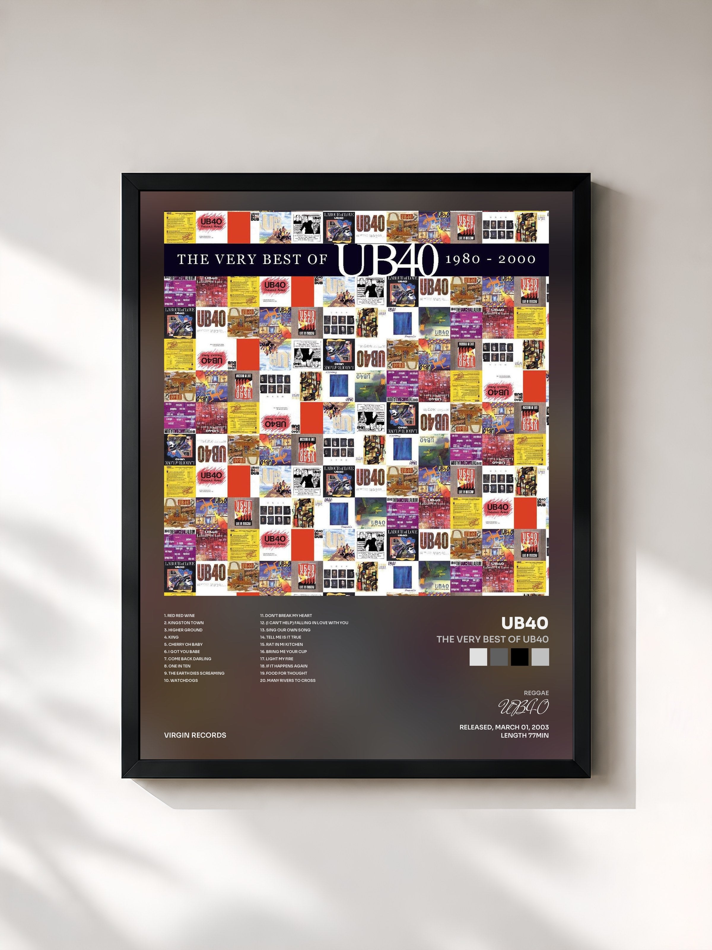 #noir Tableau de l'album The Very Best Of UB40 de UB40, cadre noir, imprimé et encadré en France