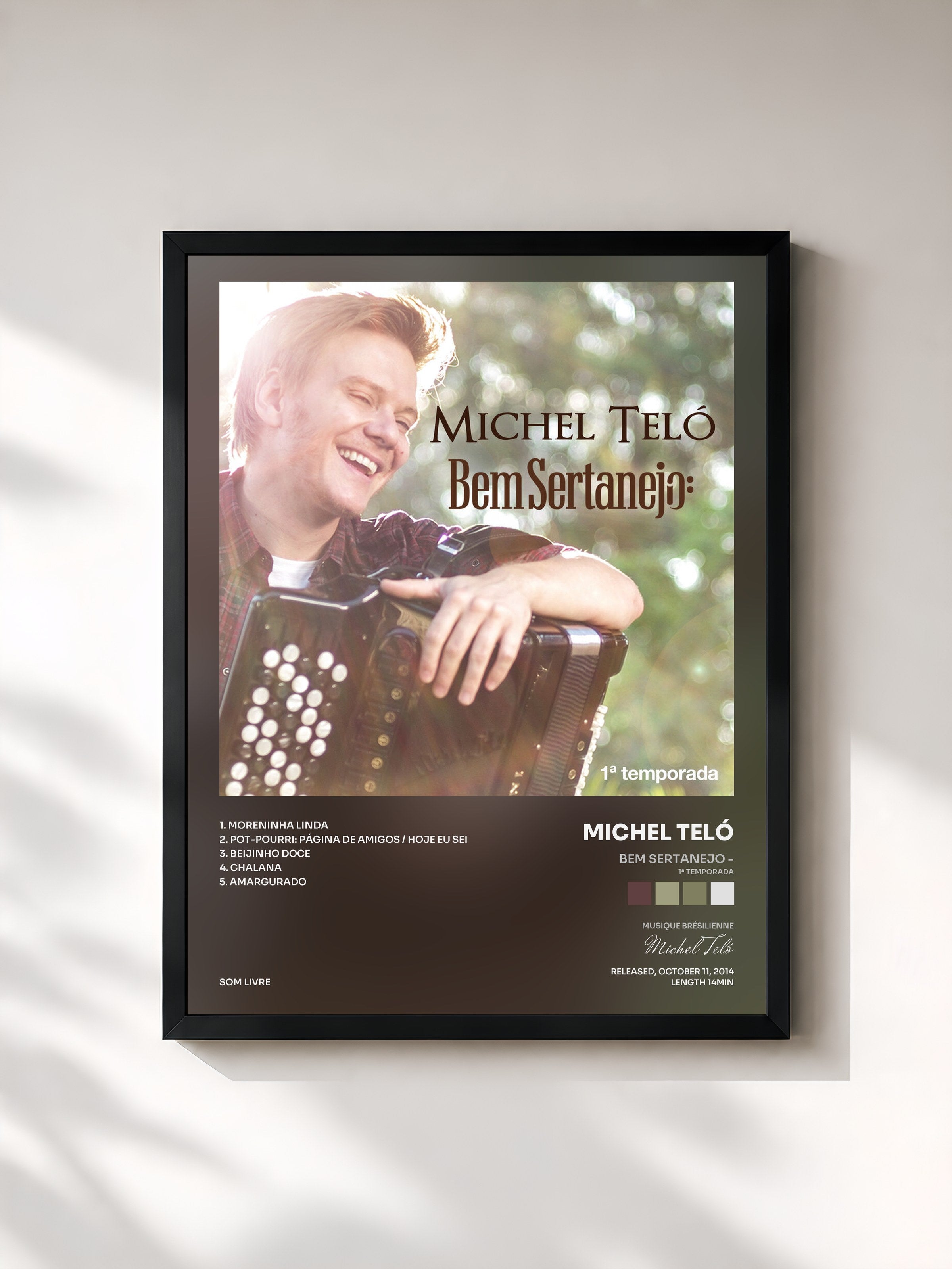 #noir Tableau de l'album Bem Sertanejo - (1ª Temporada) - EP de Michel Teló, cadre noir, imprimé et encadré en France