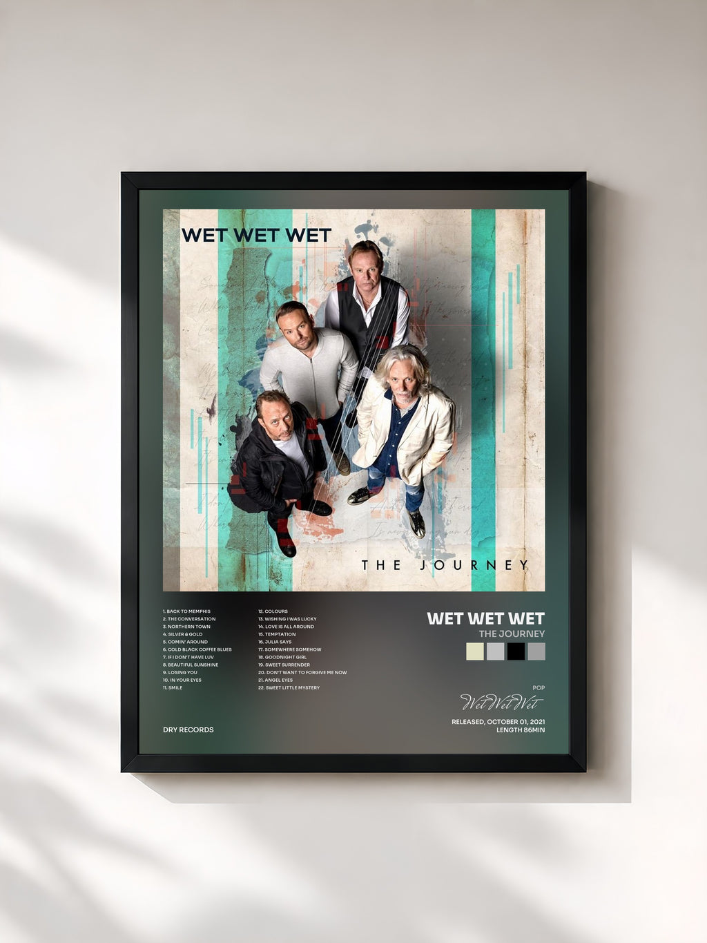 #noir Tableau de l'album The Journey de Wet Wet Wet, cadre noir, imprimé et encadré en France