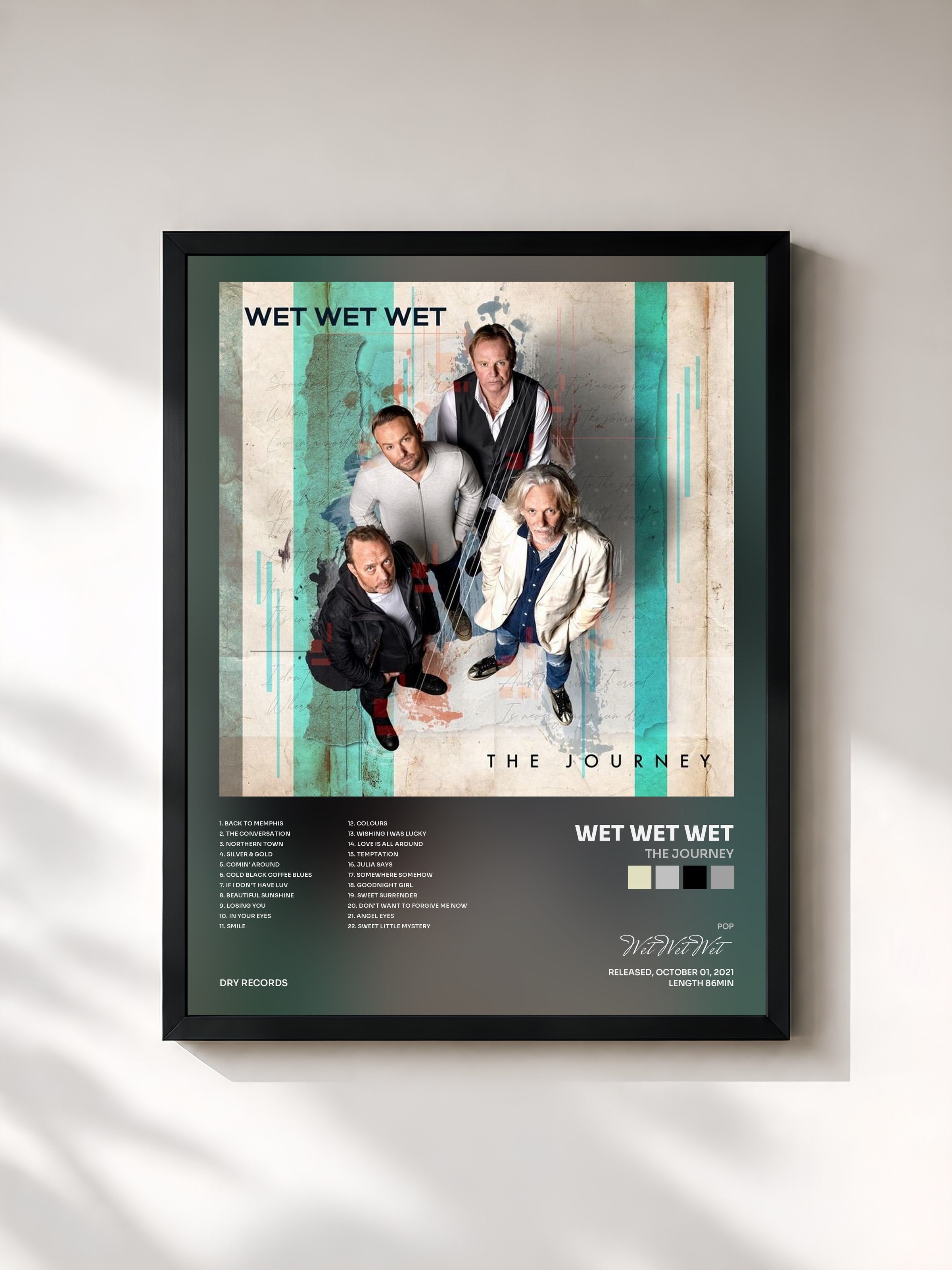 #noir Tableau de l'album The Journey de Wet Wet Wet, cadre noir, imprimé et encadré en France