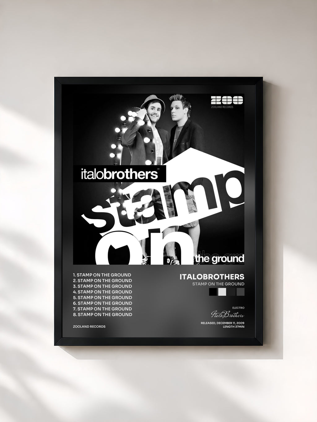 #noir Tableau de l'album Stamp On The Ground de ItaloBrothers, cadre noir, imprimé et encadré en France