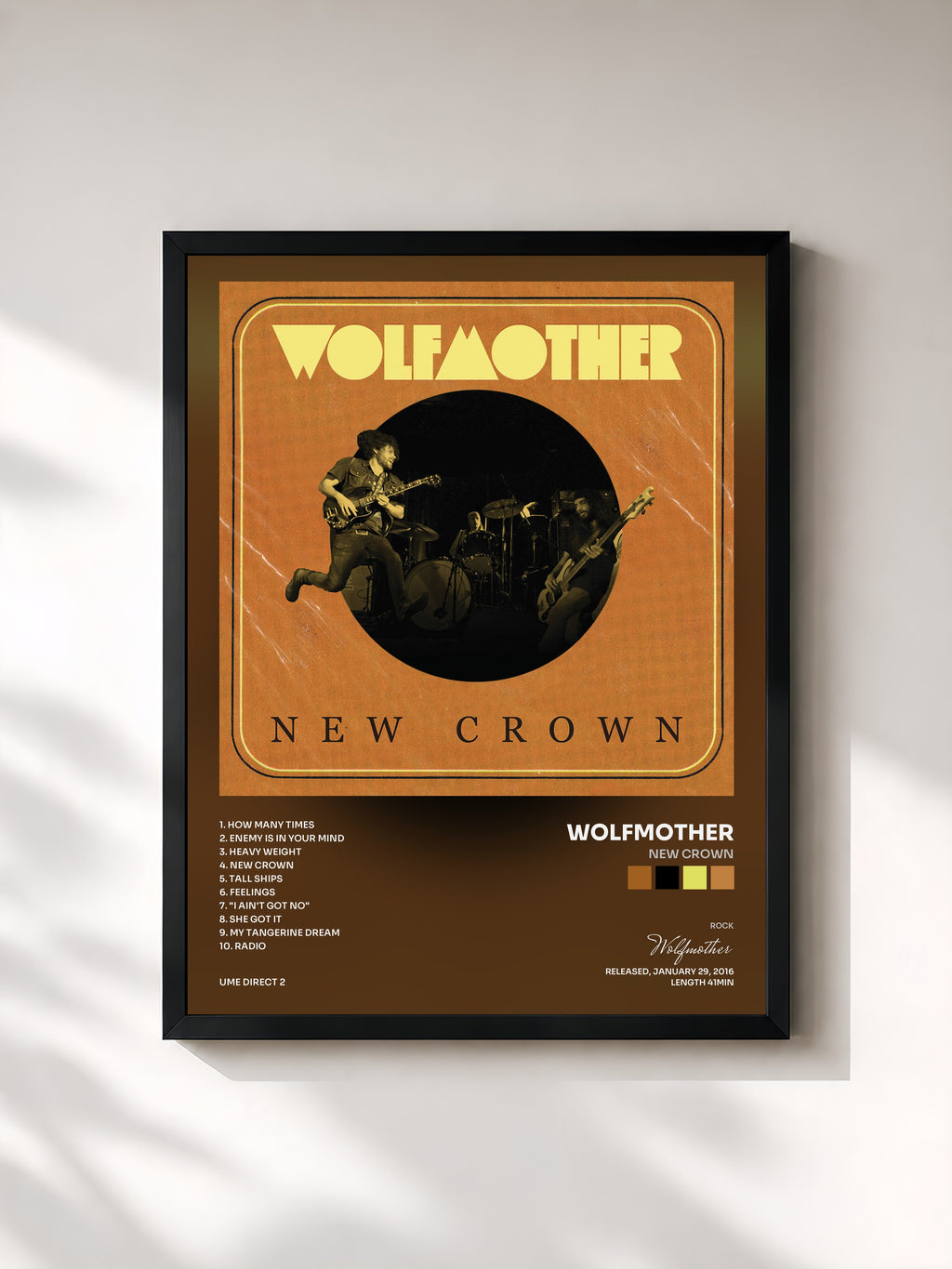 #noir Tableau de l'album New Crown de Wolfmother, cadre noir, imprimé et encadré en France