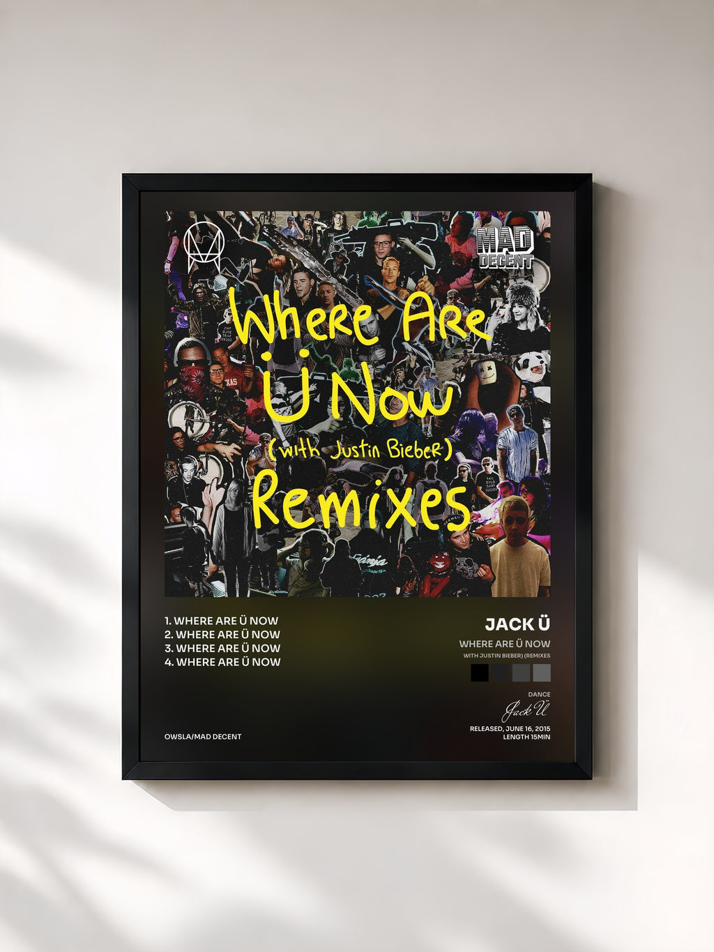 #noir Where Are Ü Now (with Justin Bieber) (Remixes) von Jack Ü als gerahmter Kunstdruck, schwarzer Rahmen, gedruckt und gerahmt in Frankreich
